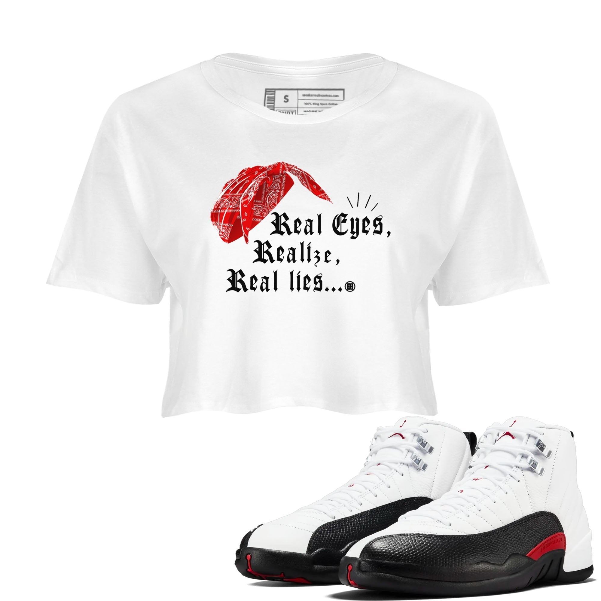 Real Eyes Realize Real Lies snkmatch Women's Top - Air Jordan 12 Taxi Flip