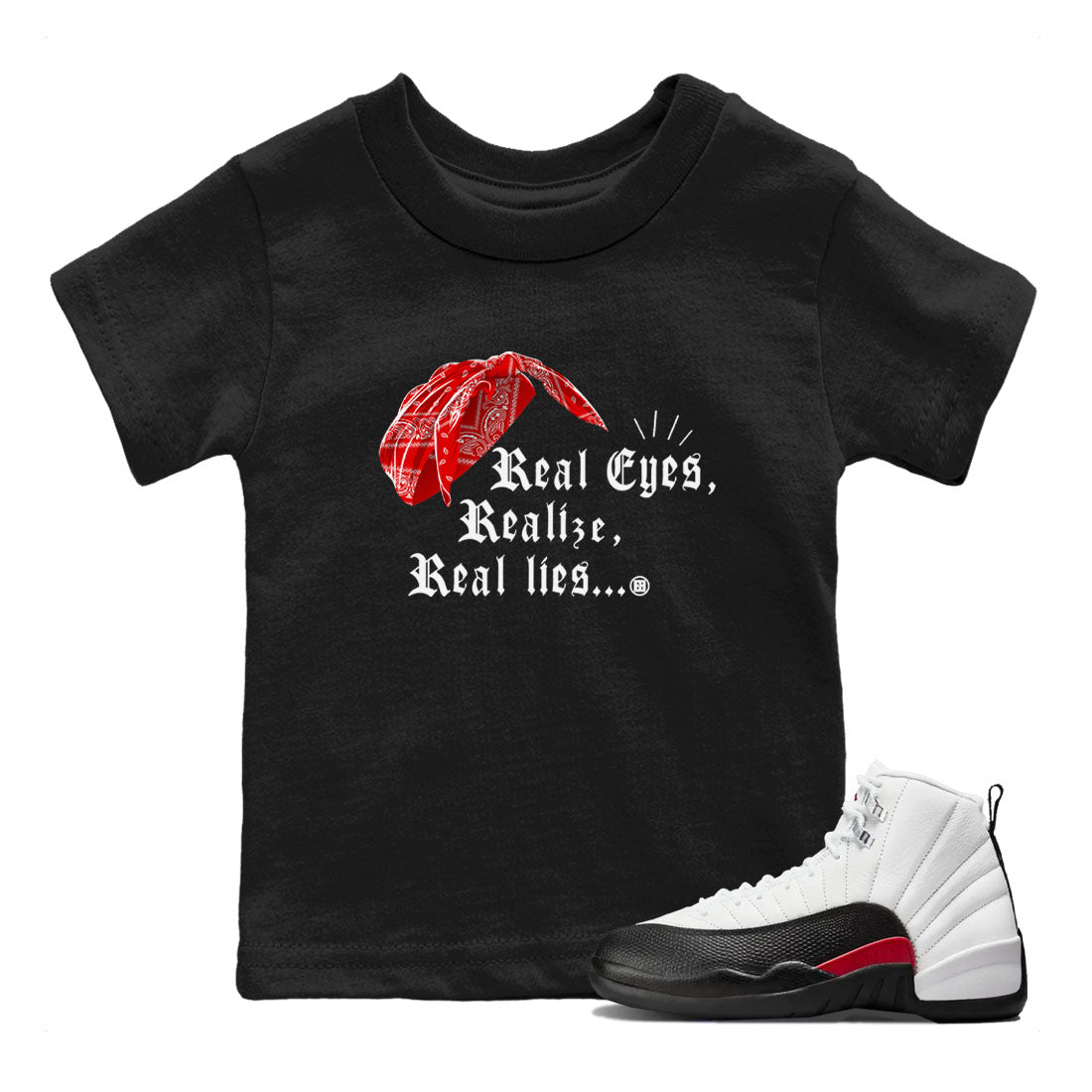 Real Eyes Realize Real Lies snkmatch Tees Kids - Air Jordan 12 Taxi Flip