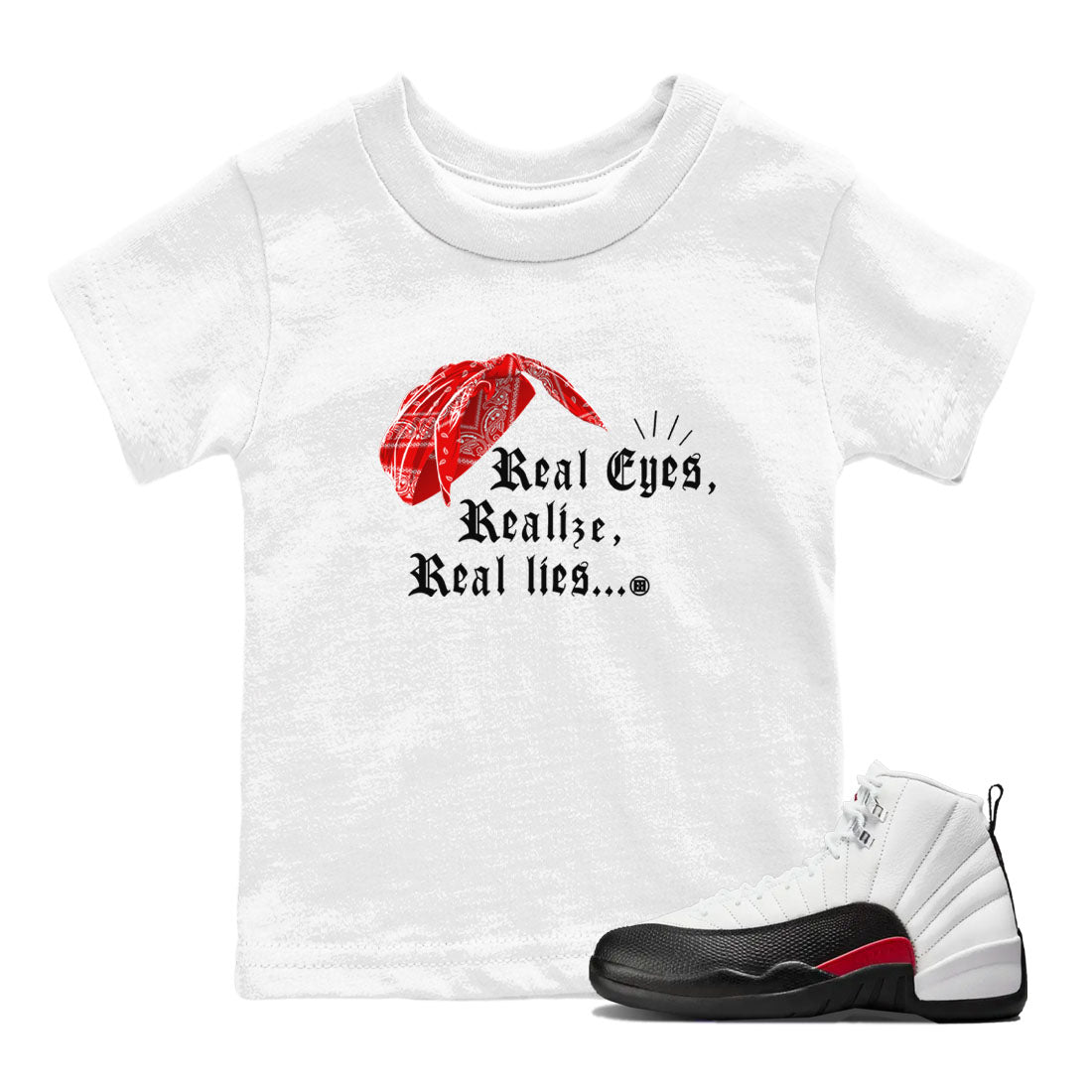 Real Eyes Realize Real Lies snkmatch Tees Kids - Air Jordan 12 Taxi Flip