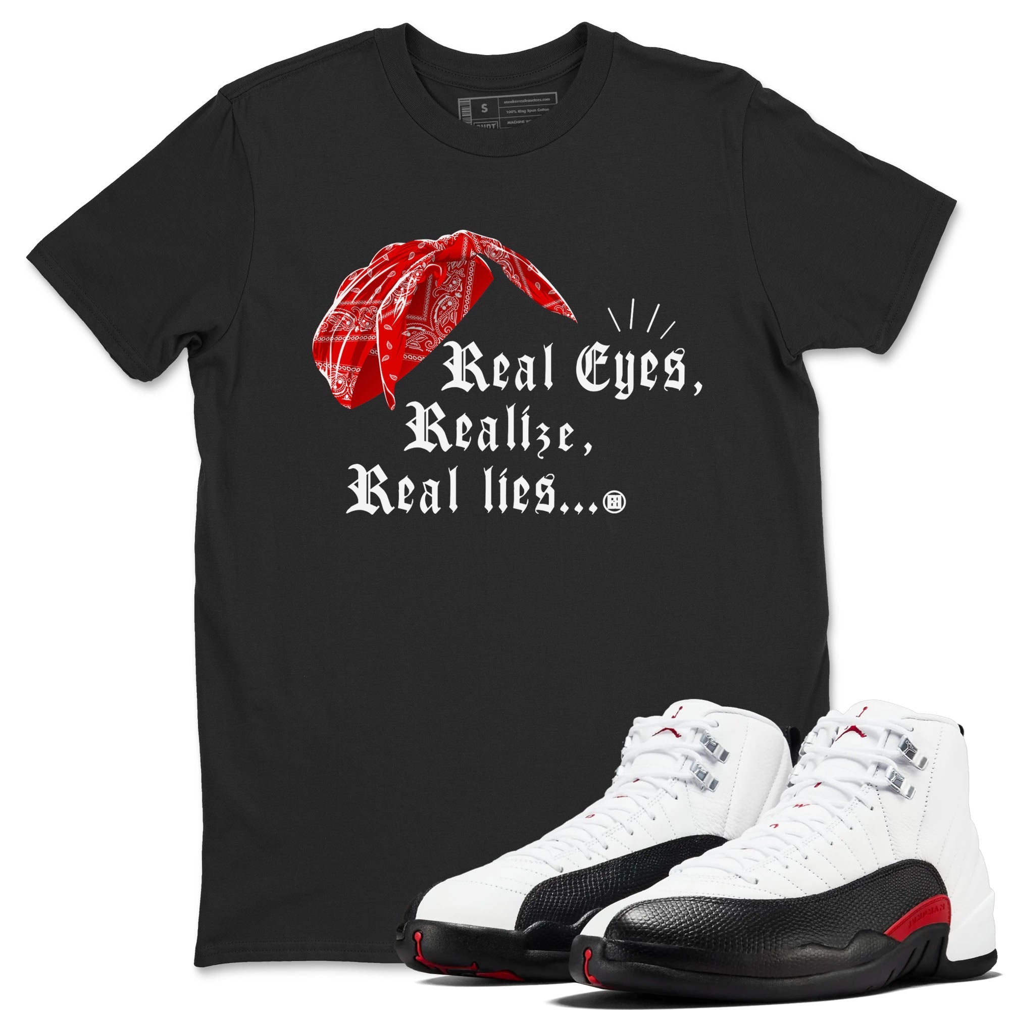 Real Eyes Realize Real Lies snkmatch Tees - Air Jordan 12 Taxi Flip
