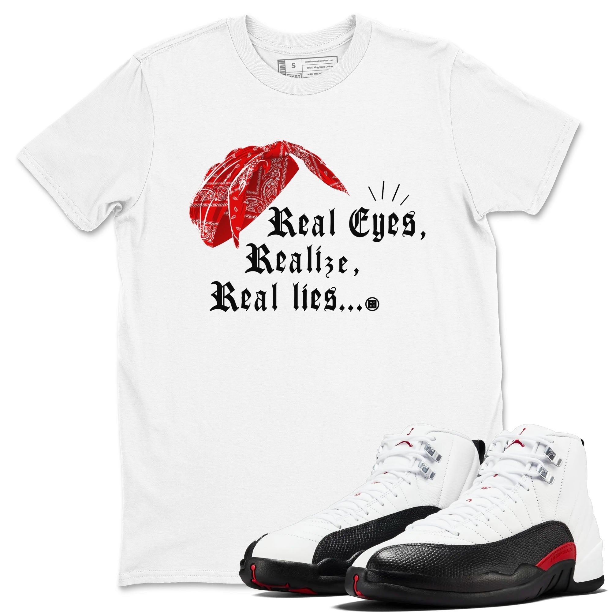 Real Eyes Realize Real Lies snkmatch Tees - Air Jordan 12 Taxi Flip