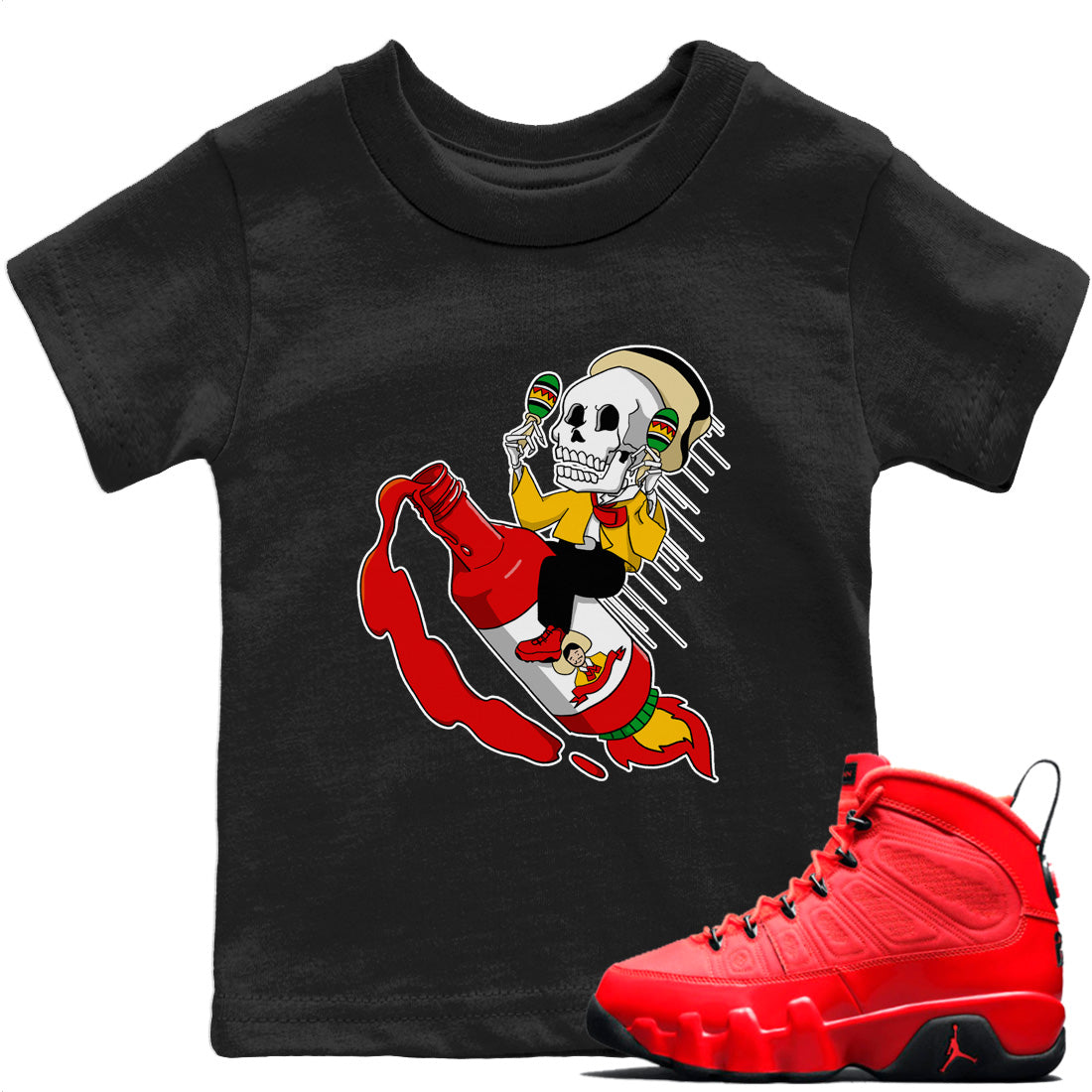 Red Rocket Kids Tops - Air Jordan 9 Chile Red
