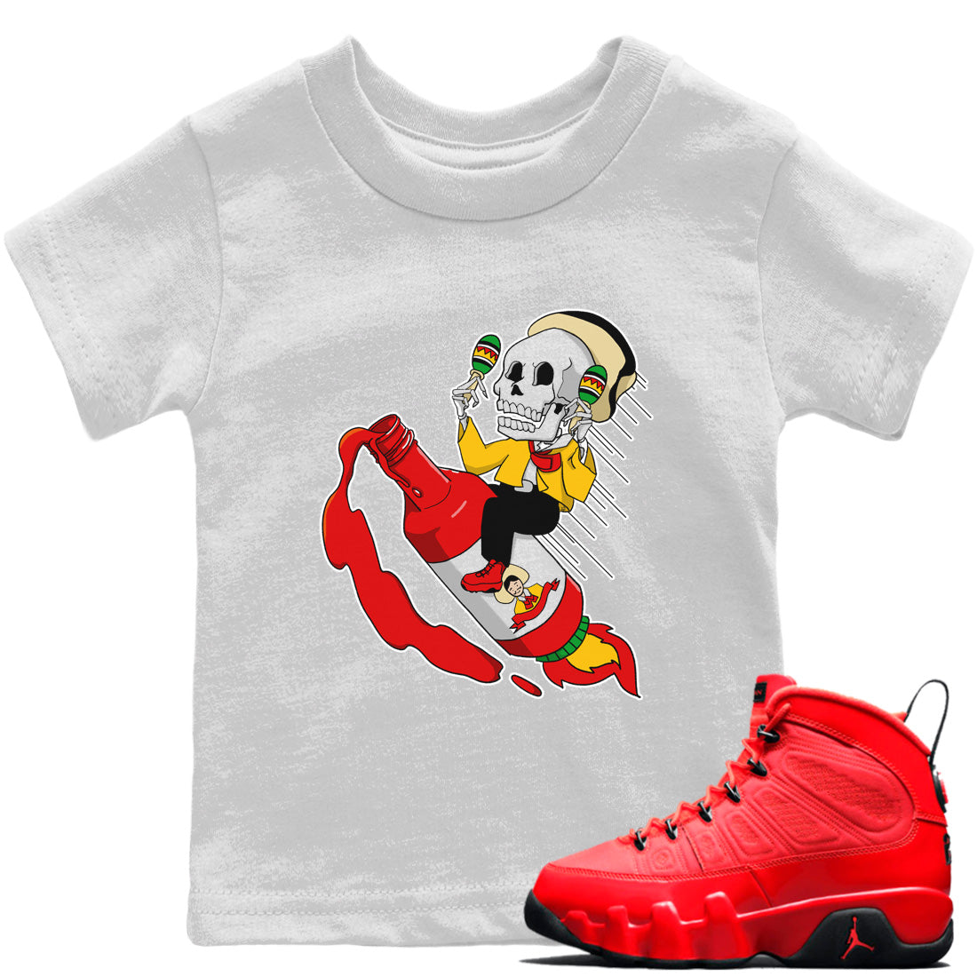 Red Rocket Kids Tops - Air Jordan 9 Chile Red
