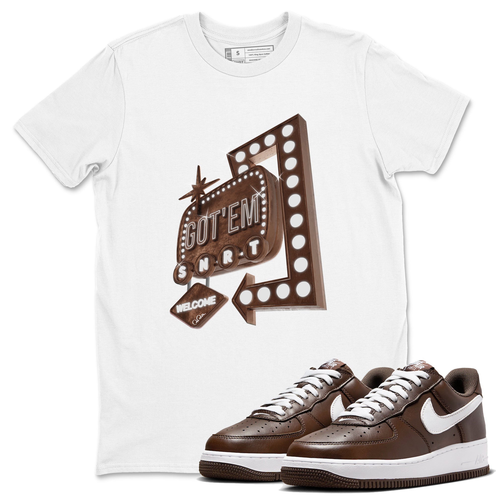 Retro Neon Sign snkmatch Tee - Air Force 1 Chocolate