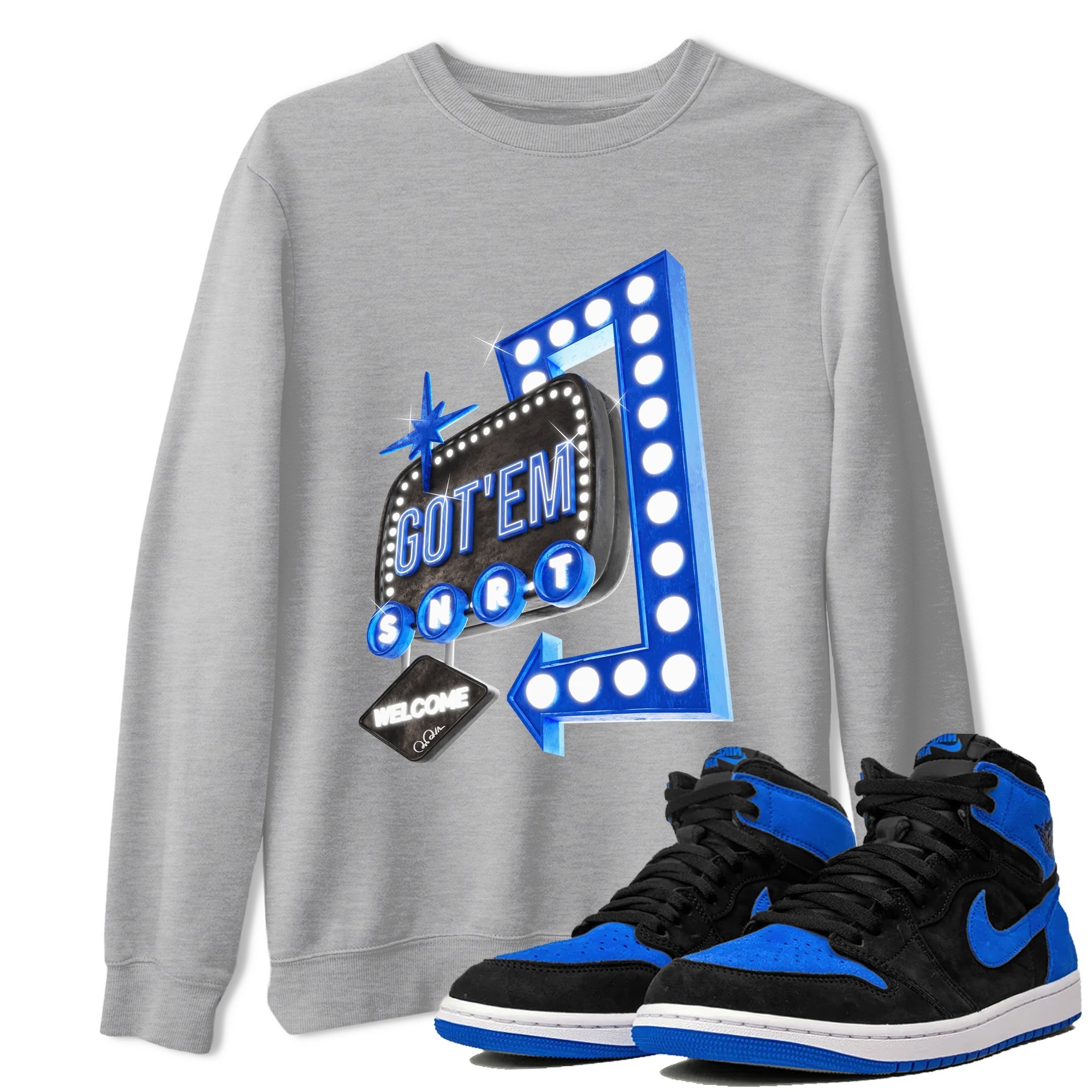 Retro Neon Sign snkmatch Tee - Air Jordan 1 Royal Reimagined