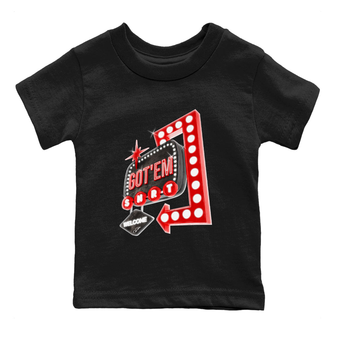 Retro Neon Sign snkmatch Tee Kids - Air Jordan 1 Satin Bred