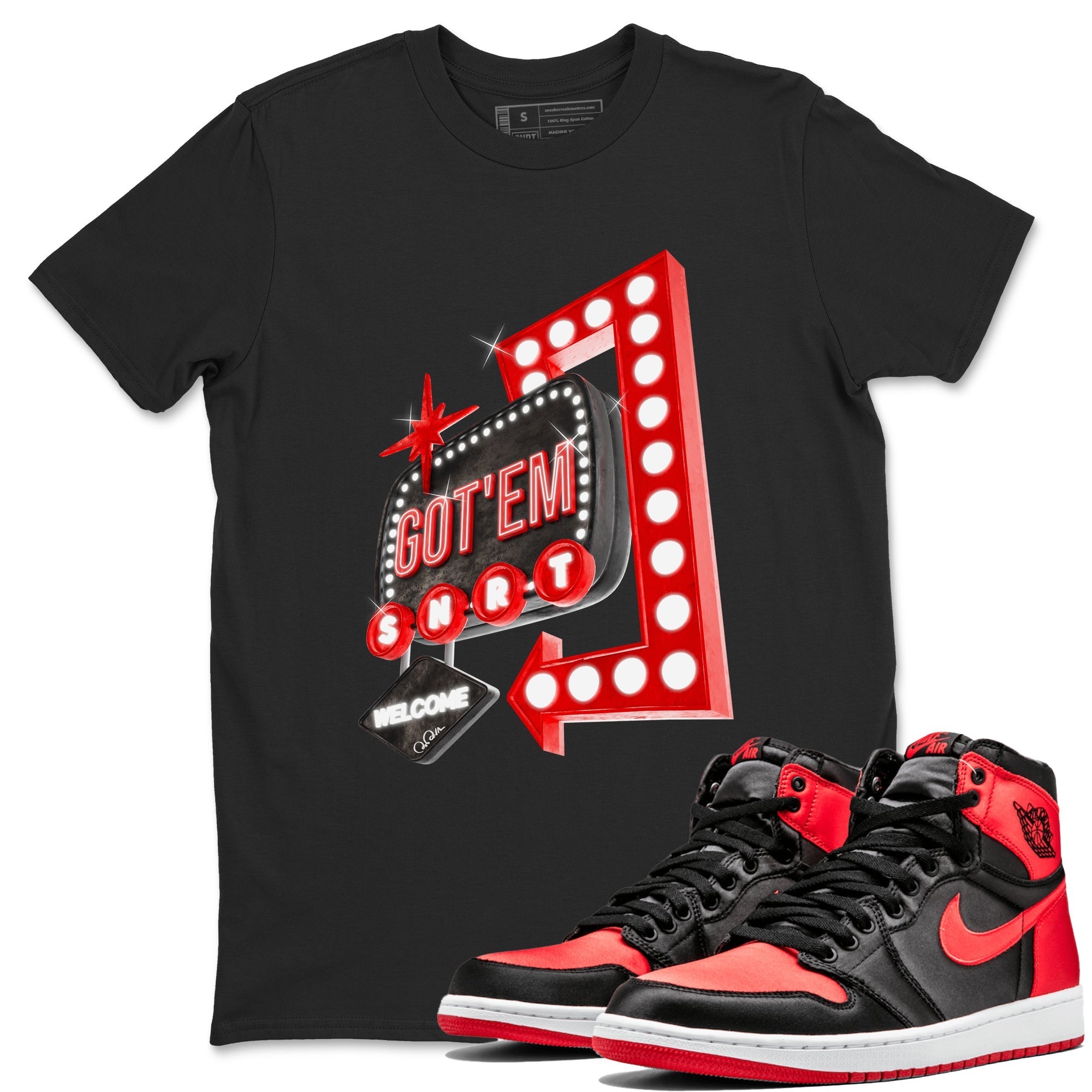Retro Neon Sign snkmatch Tee - Air Jordan 1 Satin Bred