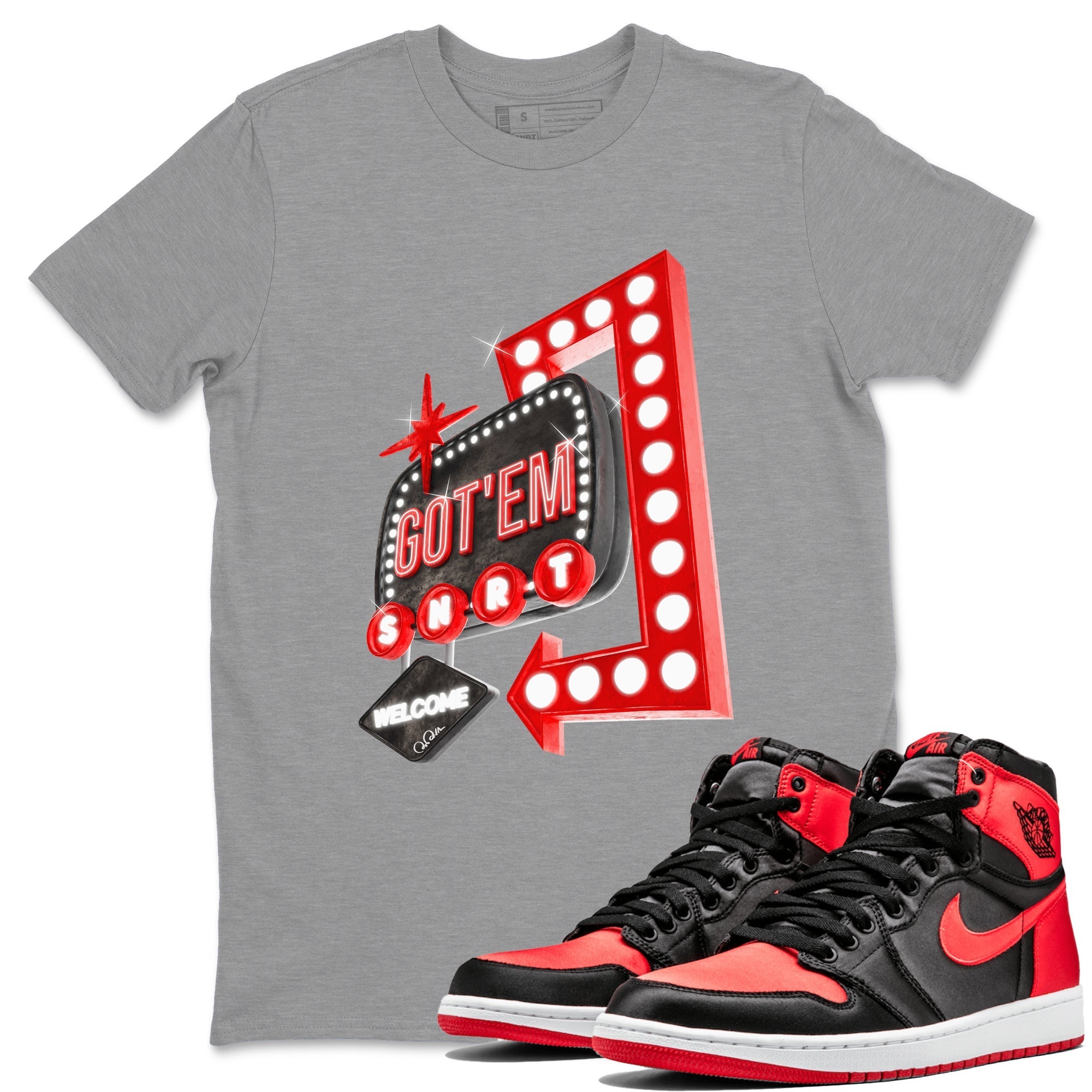 Retro Neon Sign snkmatch Tee - Air Jordan 1 Satin Bred
