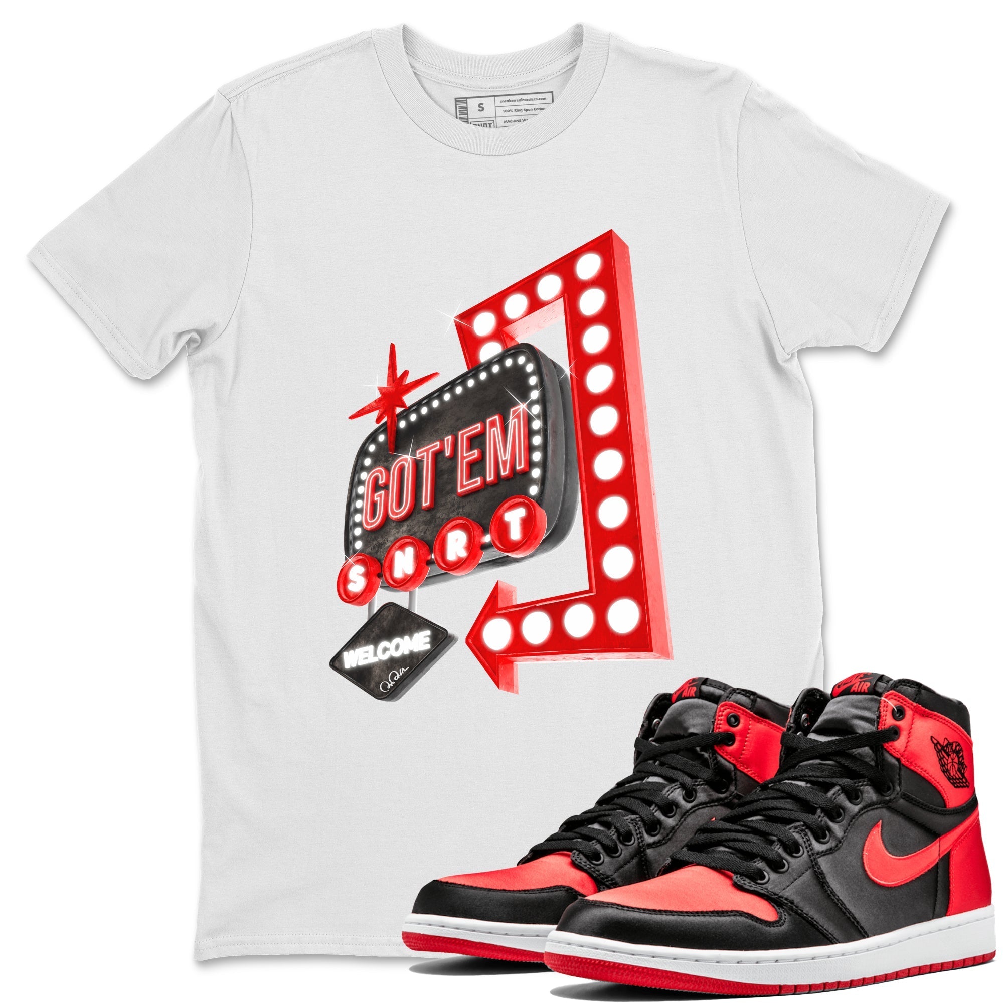 Retro Neon Sign snkmatch Tee - Air Jordan 1 Satin Bred