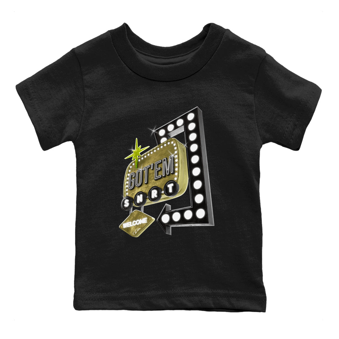 Retro Neon Sign snkmatch Tee Kids - Air Jordan 1 Travis Scott Golf Olive