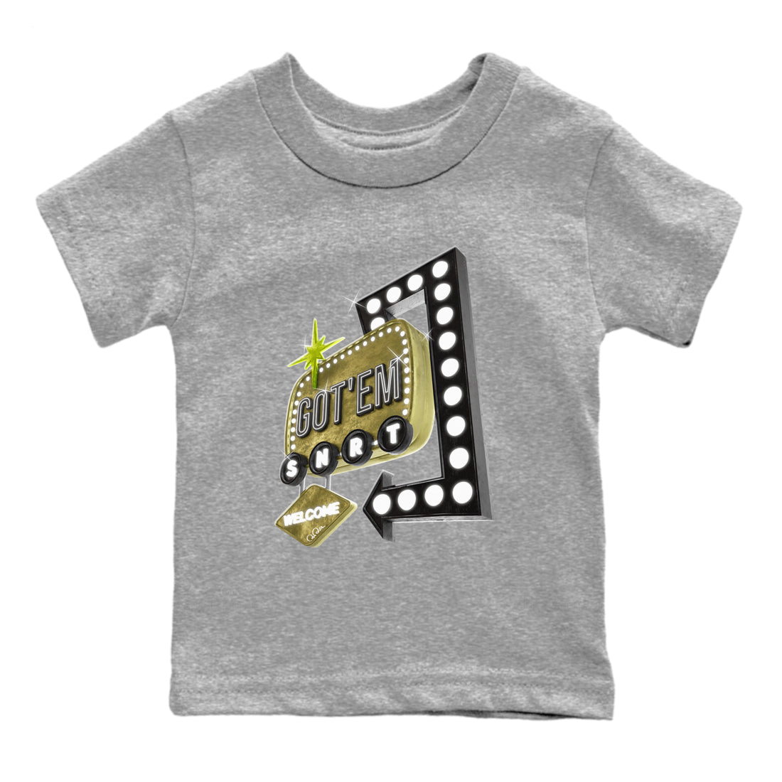 Retro Neon Sign snkmatch Tee Kids - Air Jordan 1 Travis Scott Golf Olive