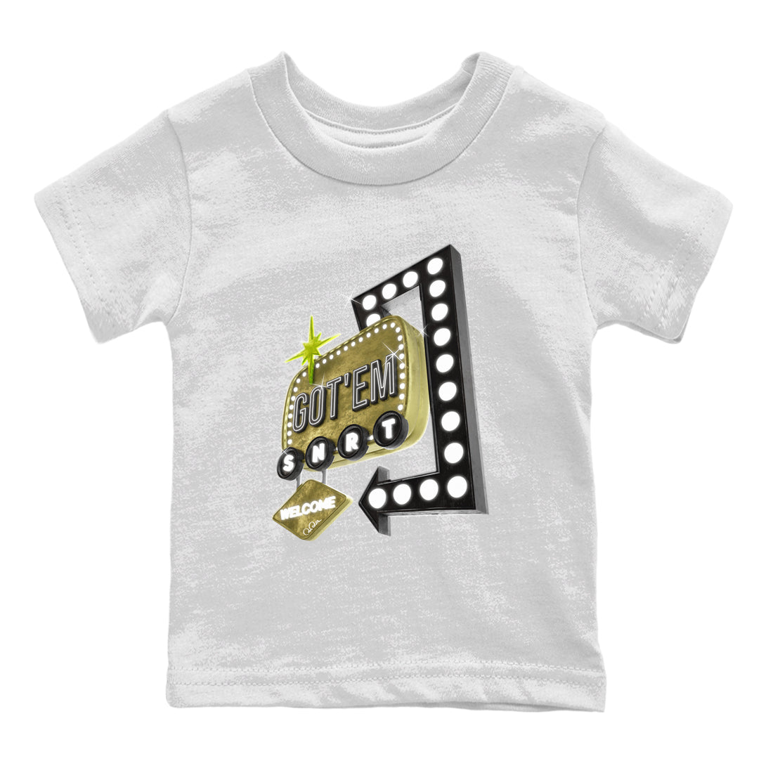 Retro Neon Sign snkmatch Tee Kids - Air Jordan 1 Travis Scott Golf Olive