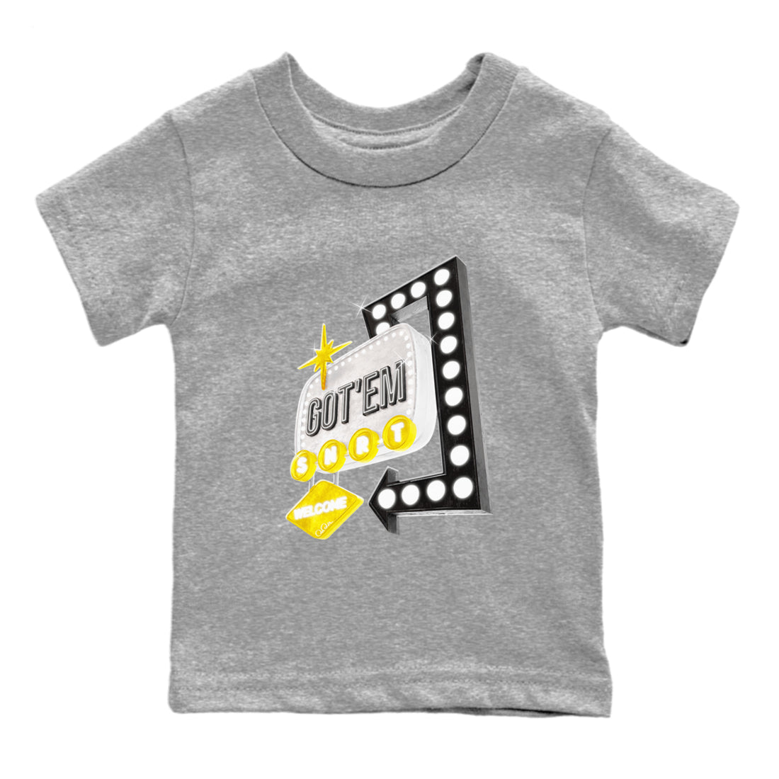 Retro Neon Sign snkmatch Tees Kids - Air Jordan 1 Yellow Ochre