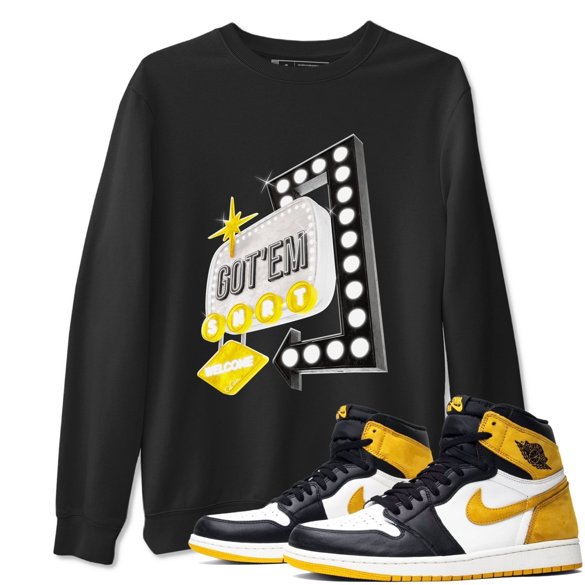 Retro Neon Sign snkmatch Tees - Air Jordan 1 Yellow Ochre