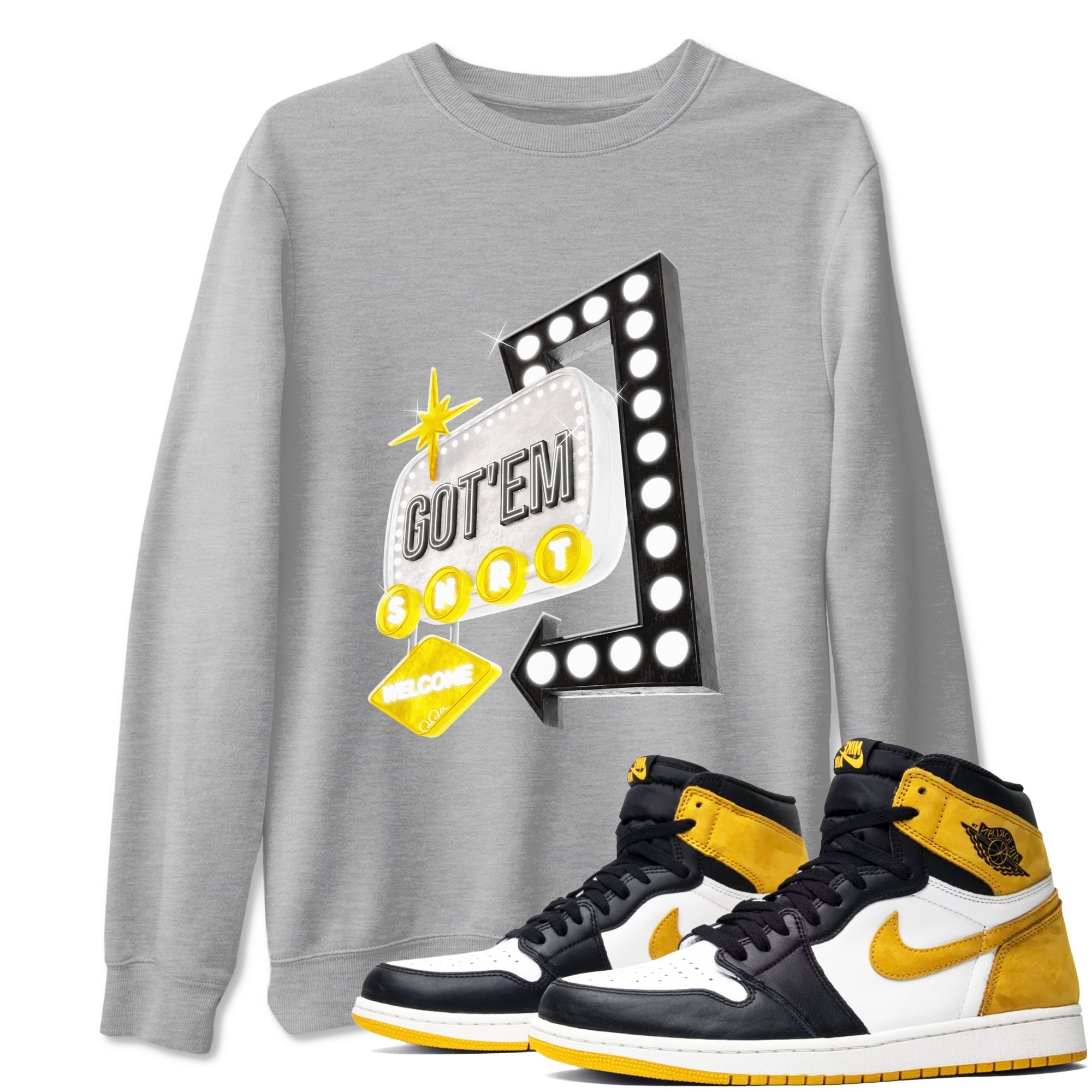 Retro Neon Sign snkmatch Tees - Air Jordan 1 Yellow Ochre