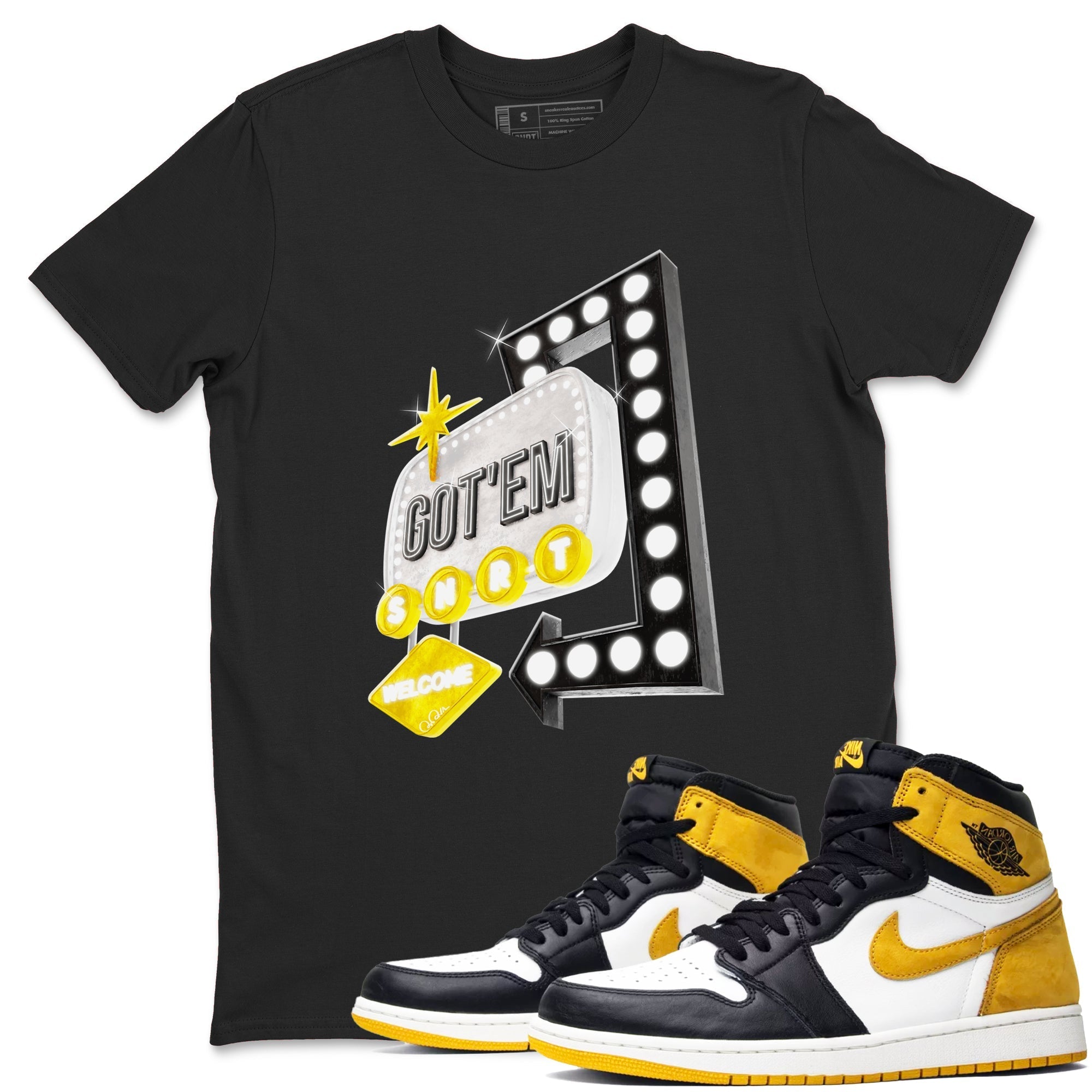 Retro Neon Sign snkmatch Tees - Air Jordan 1 Yellow Ochre