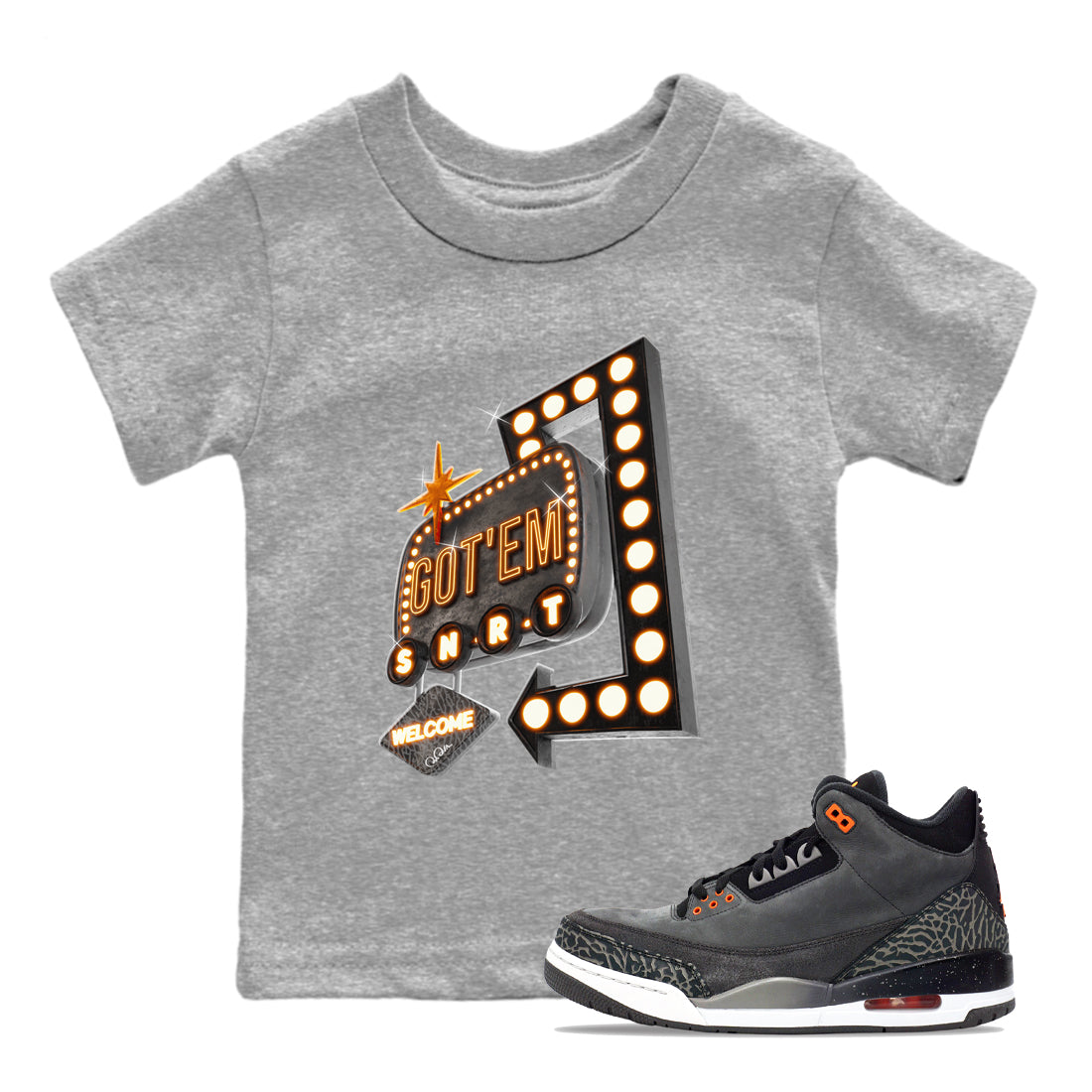 Retro Neon Sign snkmatch Tee Kids - Air Jordan 3 Fear