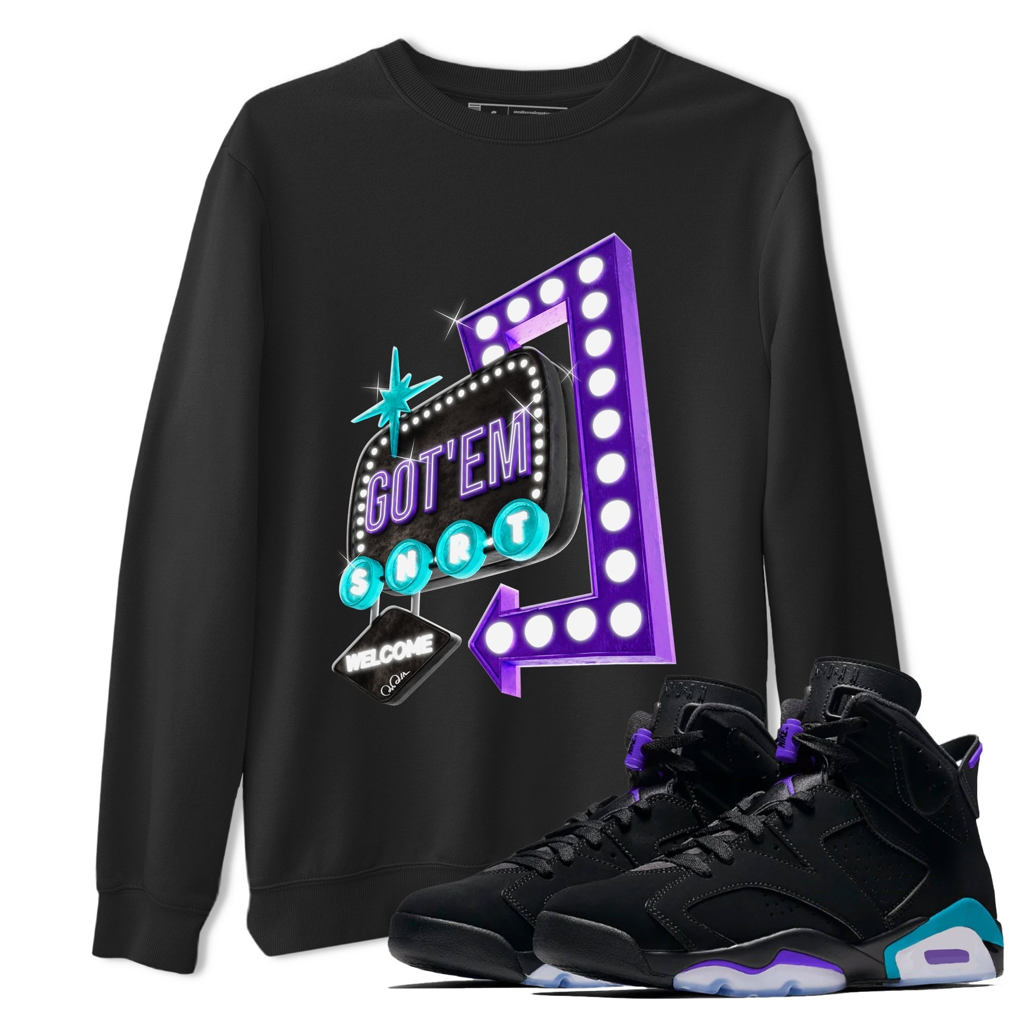 Retro Neon Sign snkmatch Tee - Air Jordan 6 Aqua