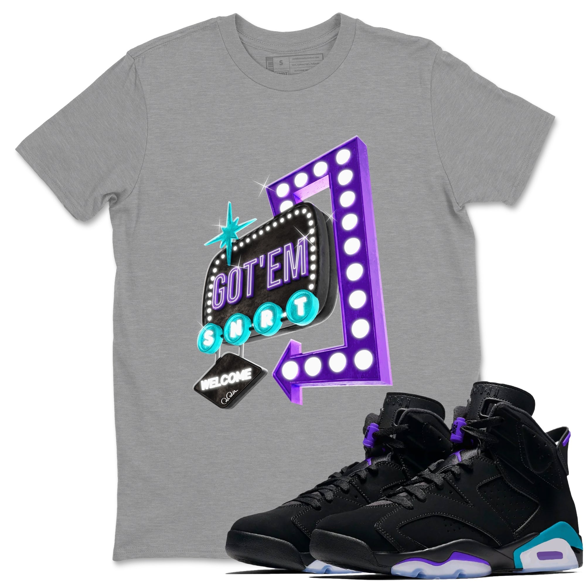Retro Neon Sign snkmatch Tee - Air Jordan 6 Aqua