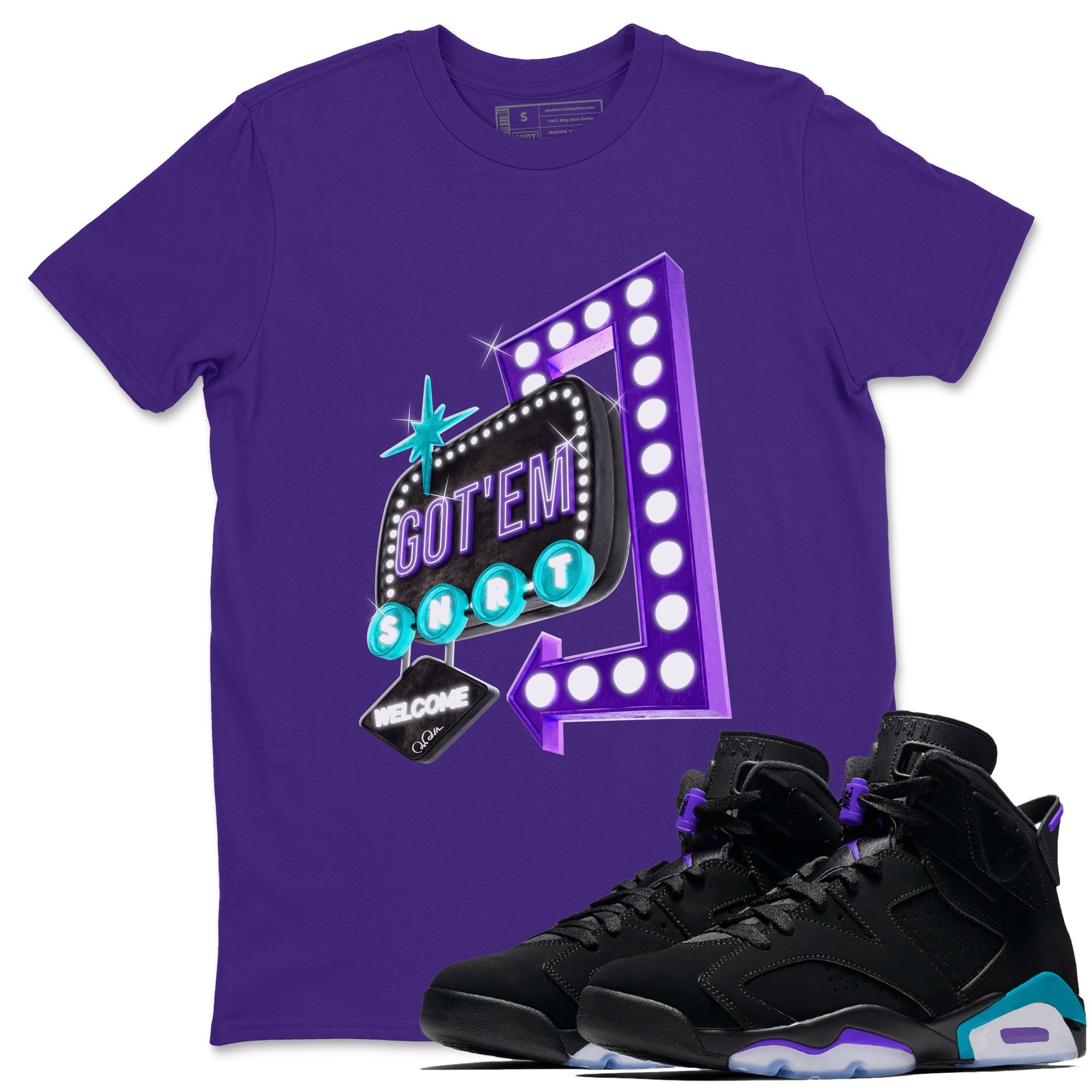 Retro Neon Sign snkmatch Tee - Air Jordan 6 Aqua