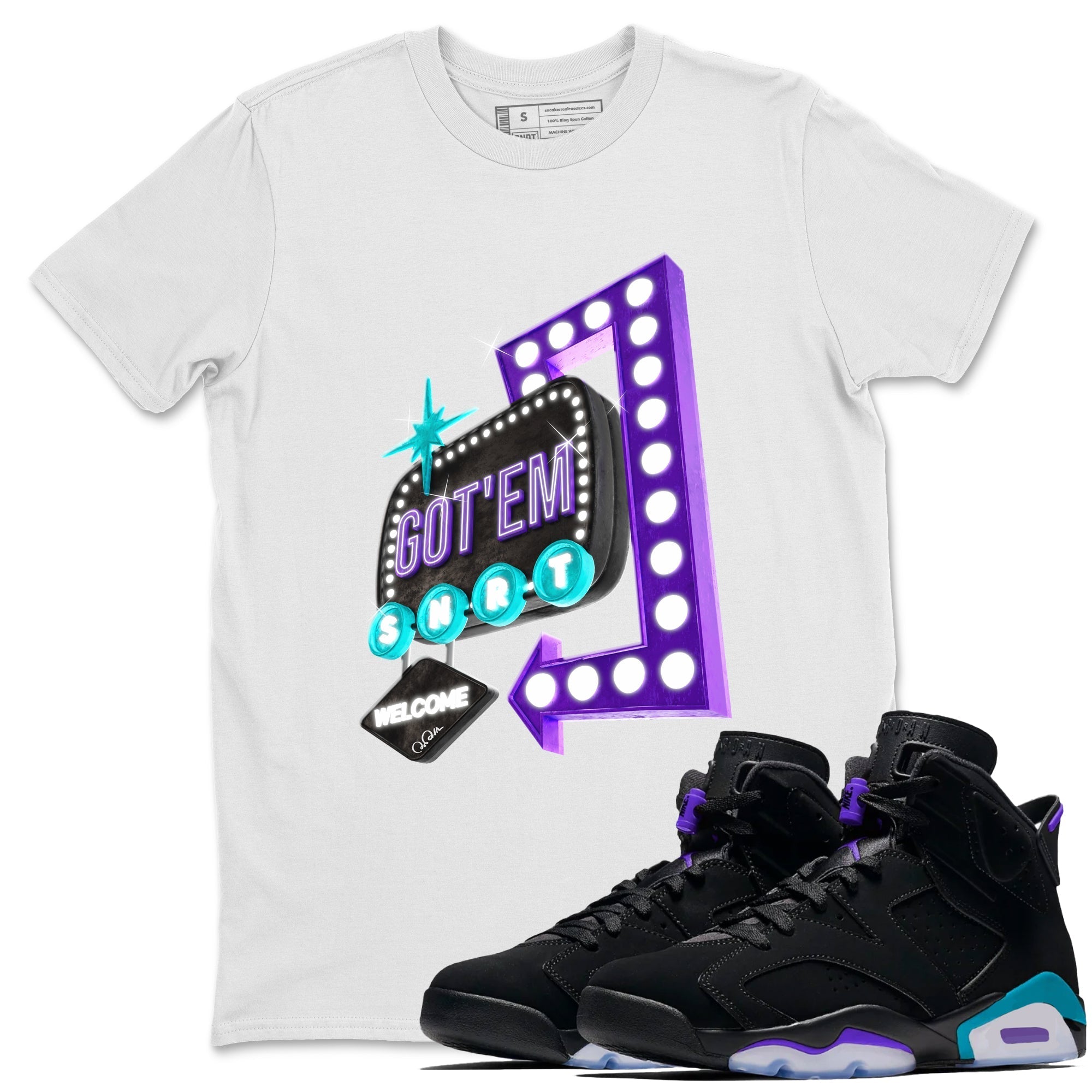 Retro Neon Sign snkmatch Tee - Air Jordan 6 Aqua