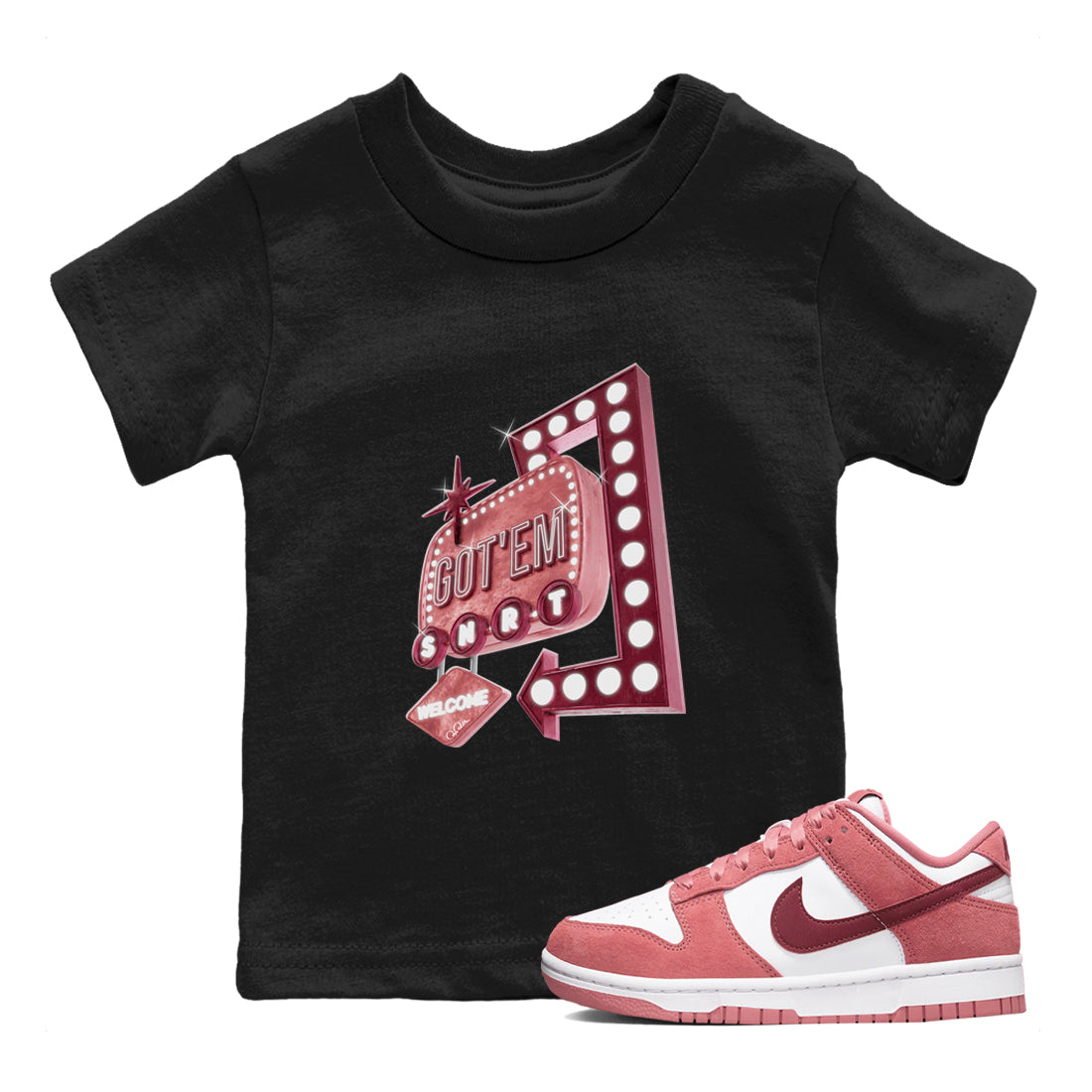 Retro Neon Sign snkmatch Tee Kids - Dunk Valentines Day 2024