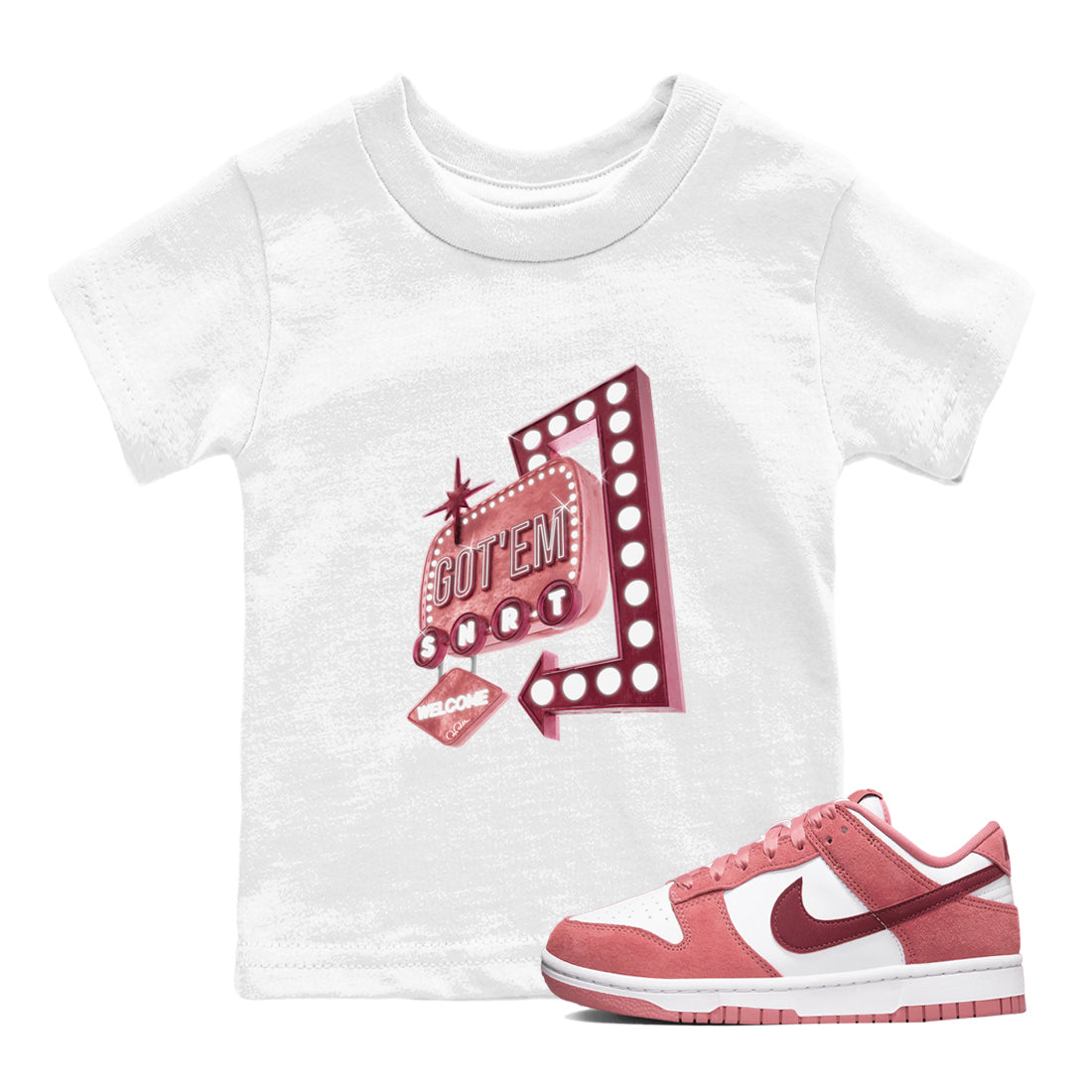 Retro Neon Sign snkmatch Tee Kids - Dunk Valentines Day 2024