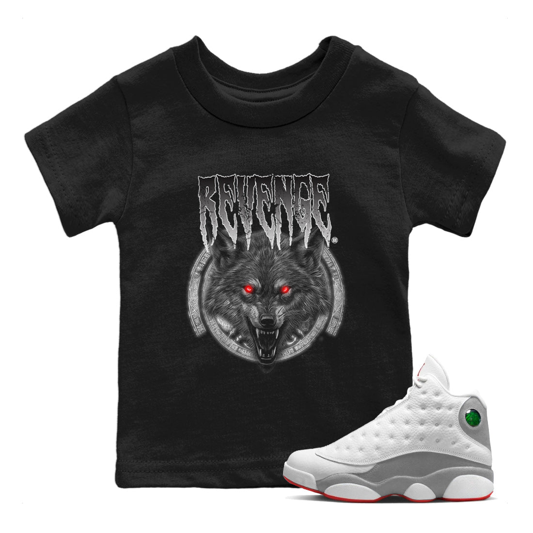 Revenge Wolf Kids Tops - Air Jordan 13 Wolf Grey
