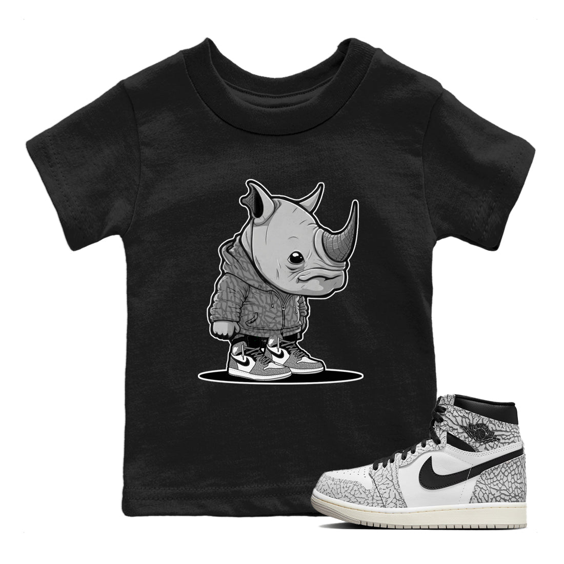 Rhino Boy Kids Tops - Air Jordan 1 White Cement