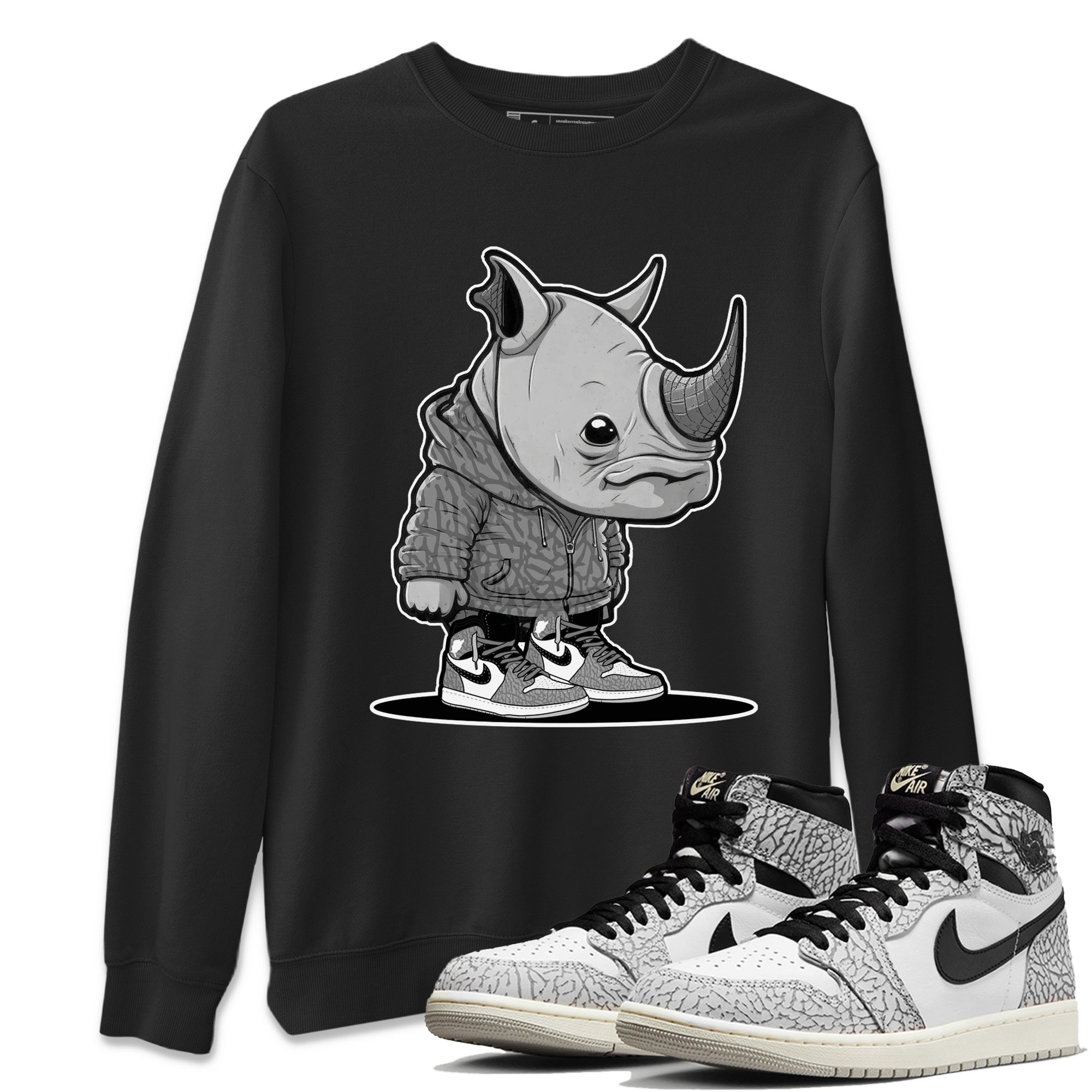 Rhino Boy Unisex Tops - Air Jordan 1 White Cement