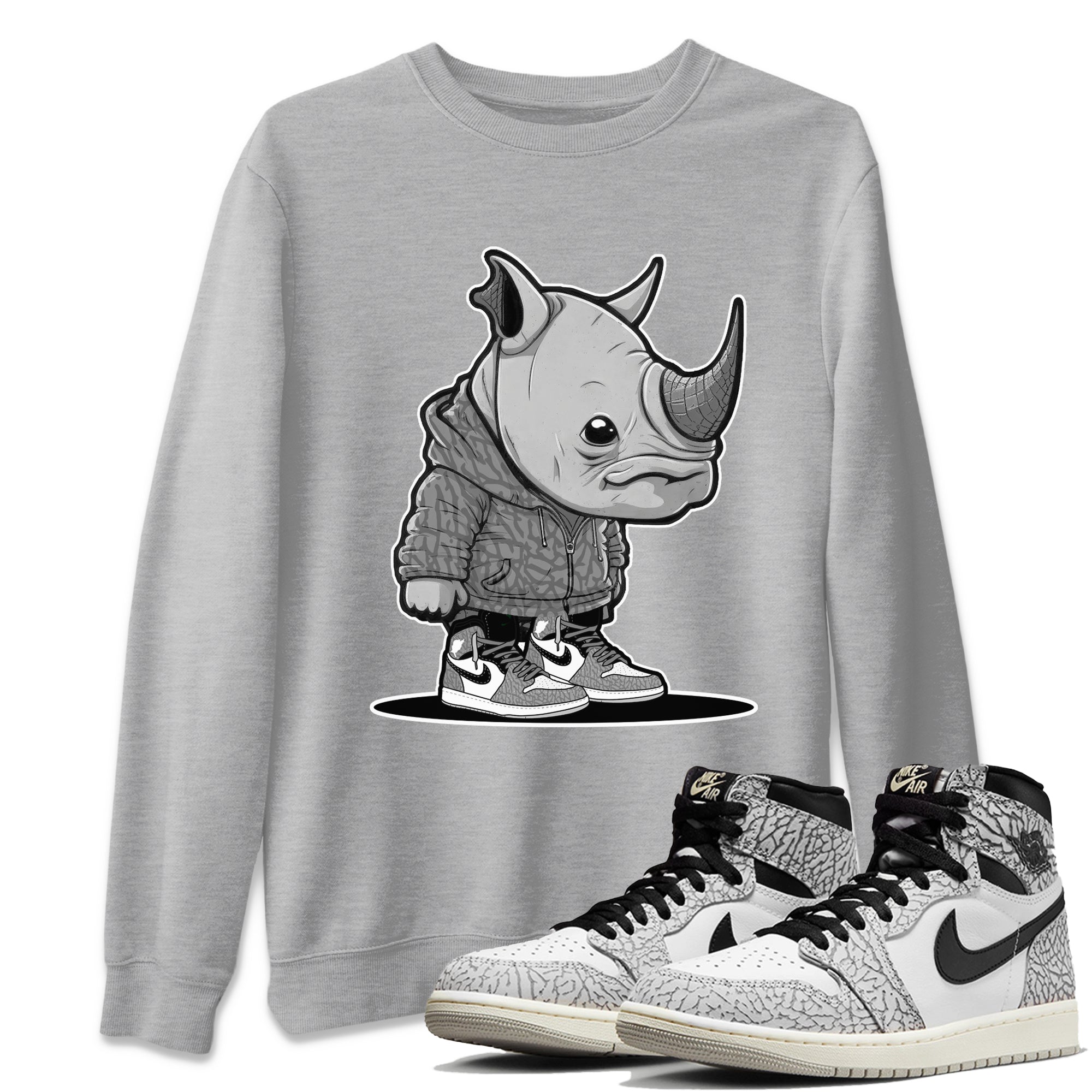 Rhino Boy Unisex Tops - Air Jordan 1 White Cement