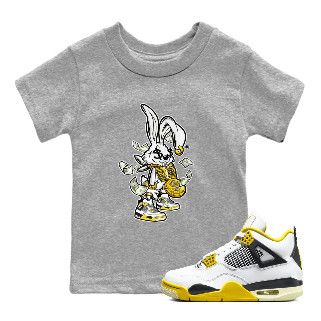 Rich Bunny snkmatch Tees Kids - Air Jordan 4 Vivid Sulfur