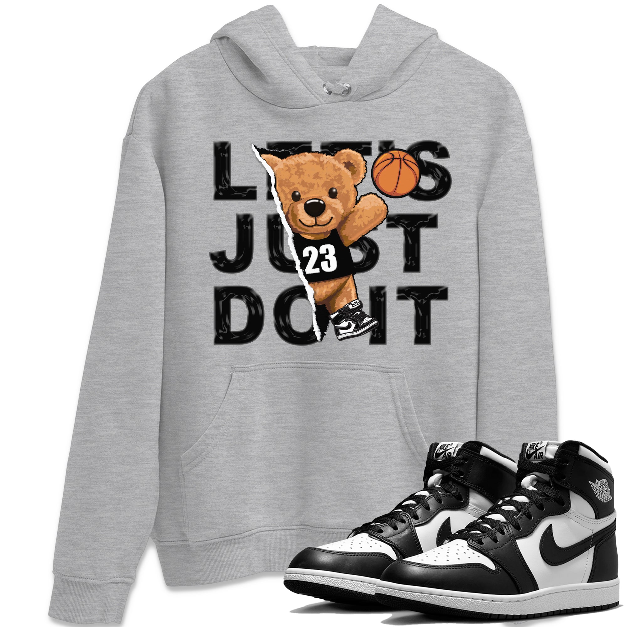 Rip Out Bear Unisex Tops - Air Jordan 1 Black White
