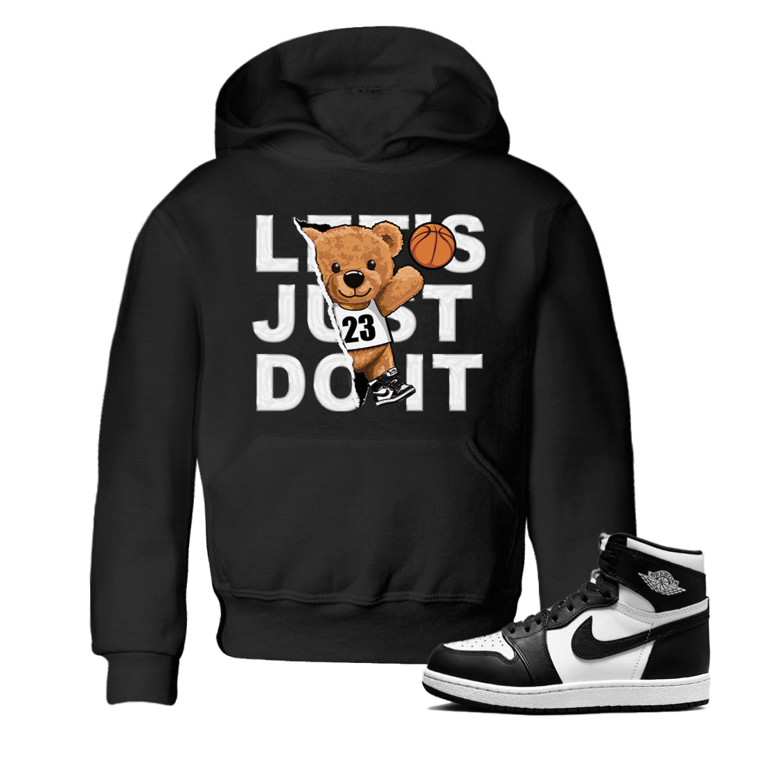 Rip Out Bear Kids Tops - Air Jordan 1 Black White