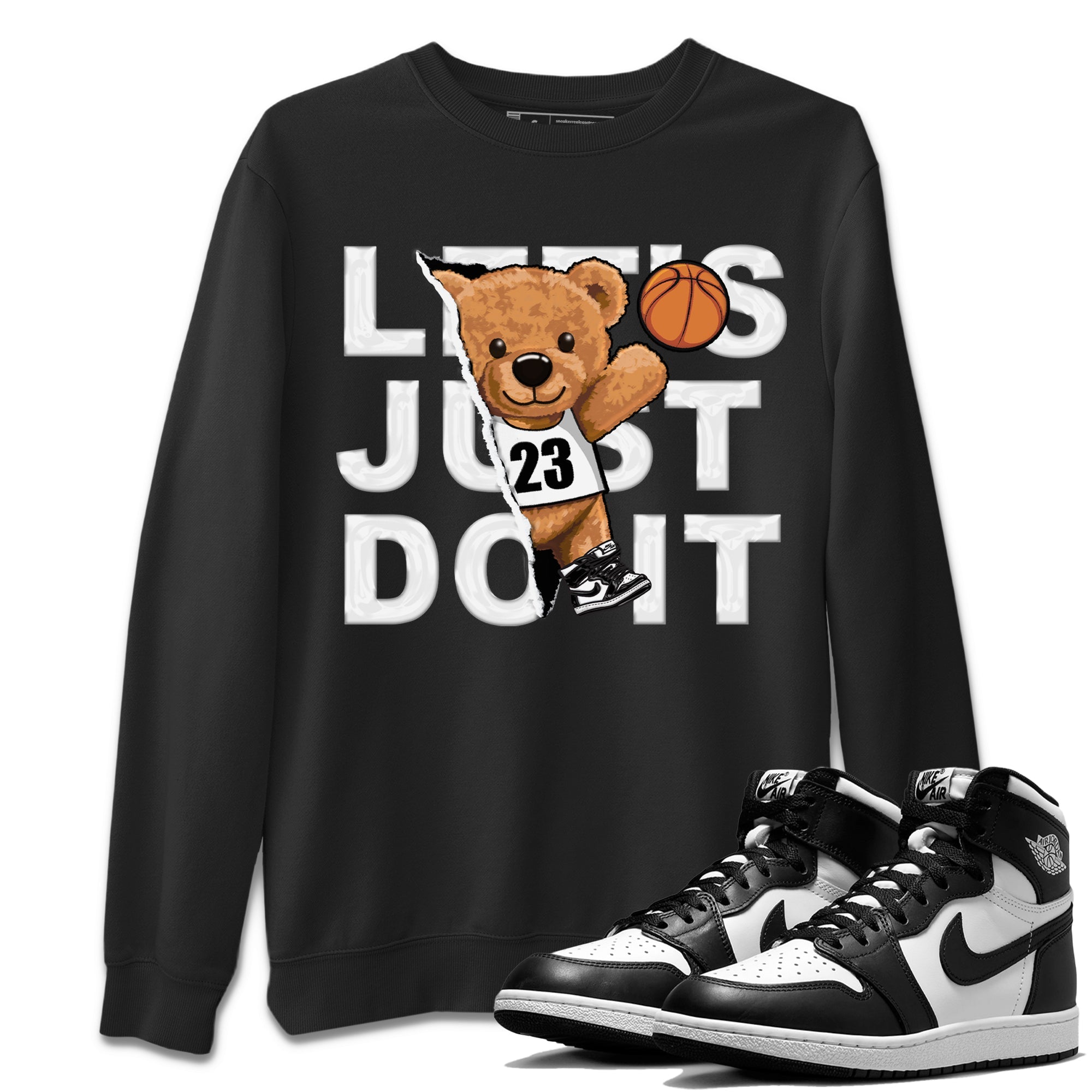 Rip Out Bear Unisex Tops - Air Jordan 1 Black White