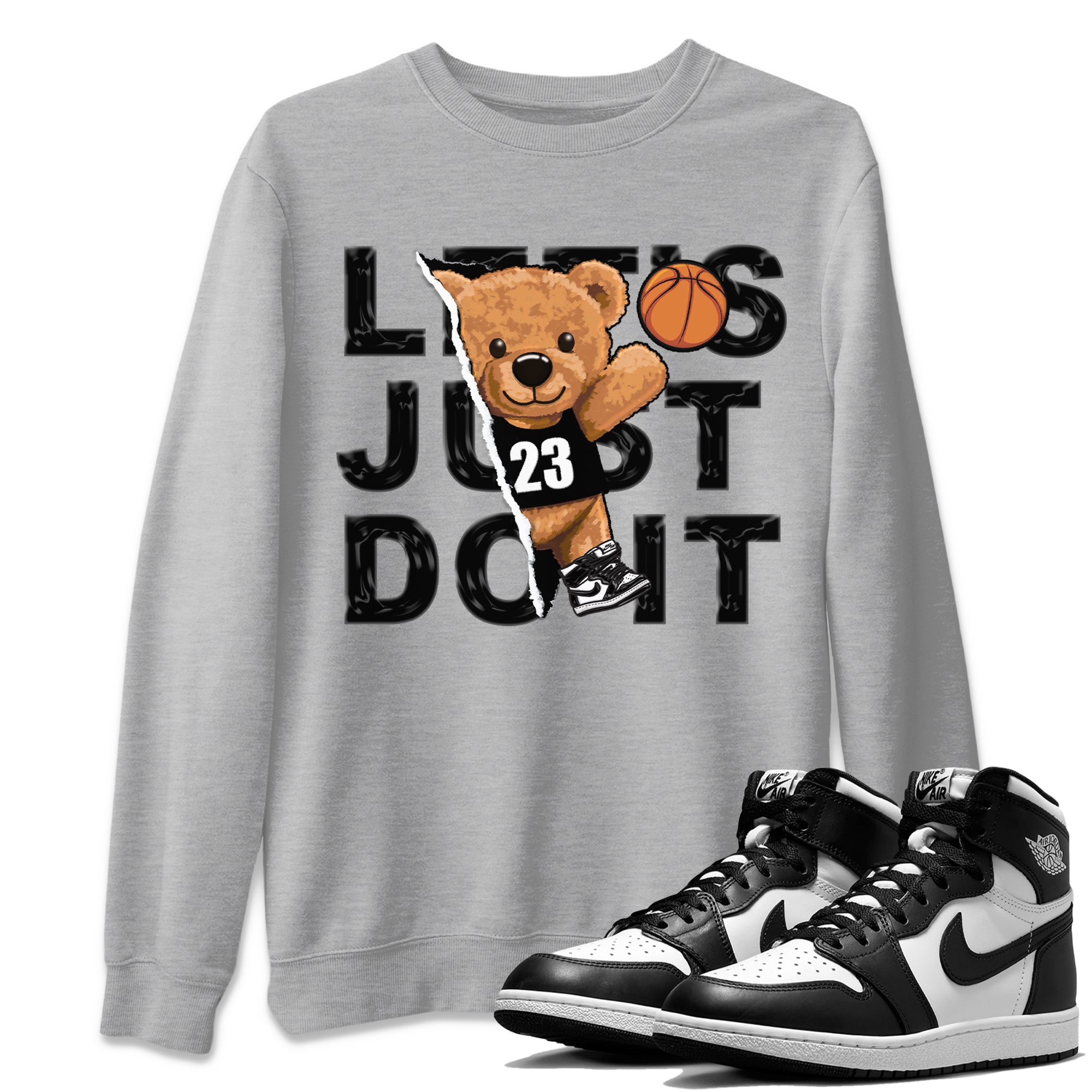 Rip Out Bear Unisex Tops - Air Jordan 1 Black White