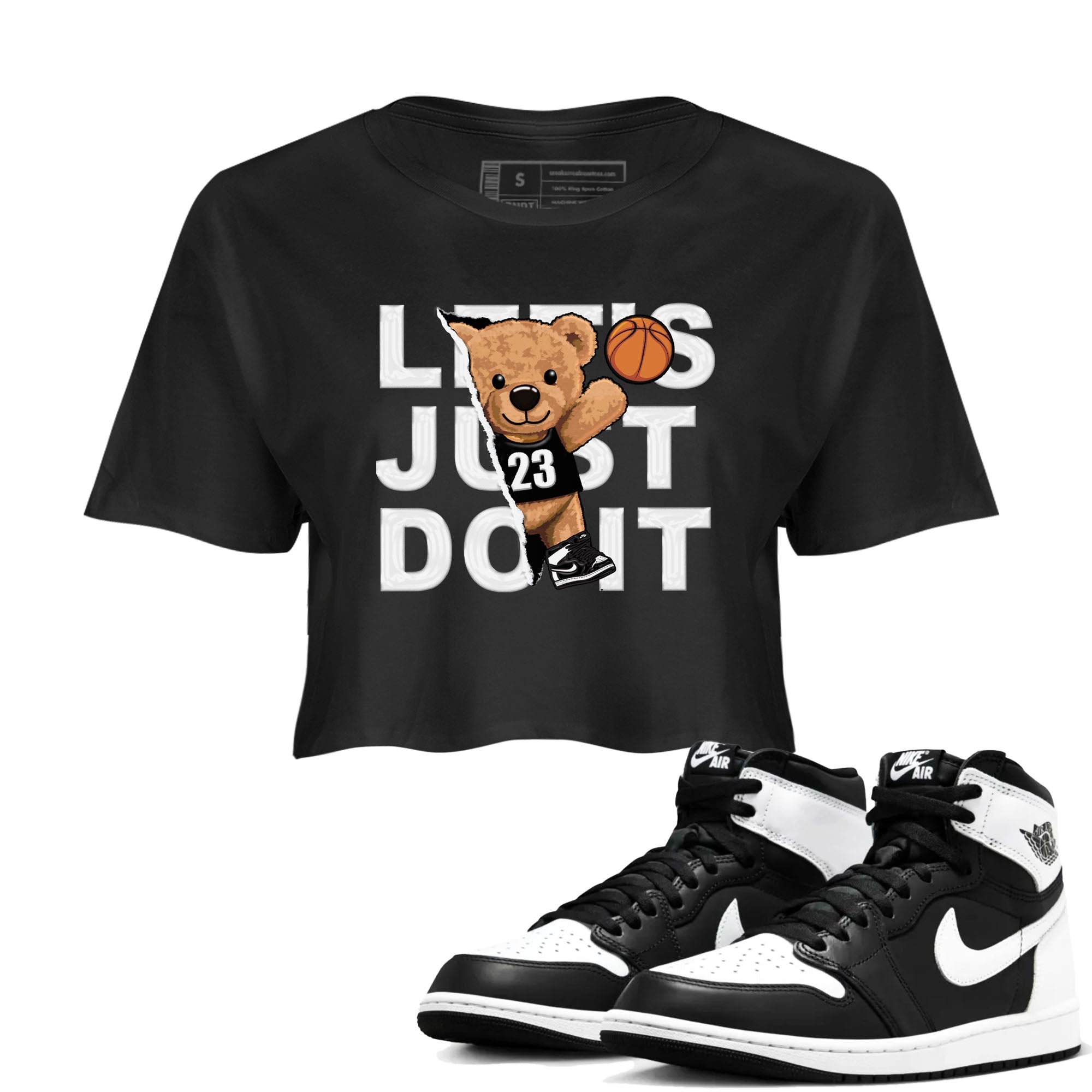 Rip Out Bear snkmatch Women's Top - Air Jordan 1 Black White