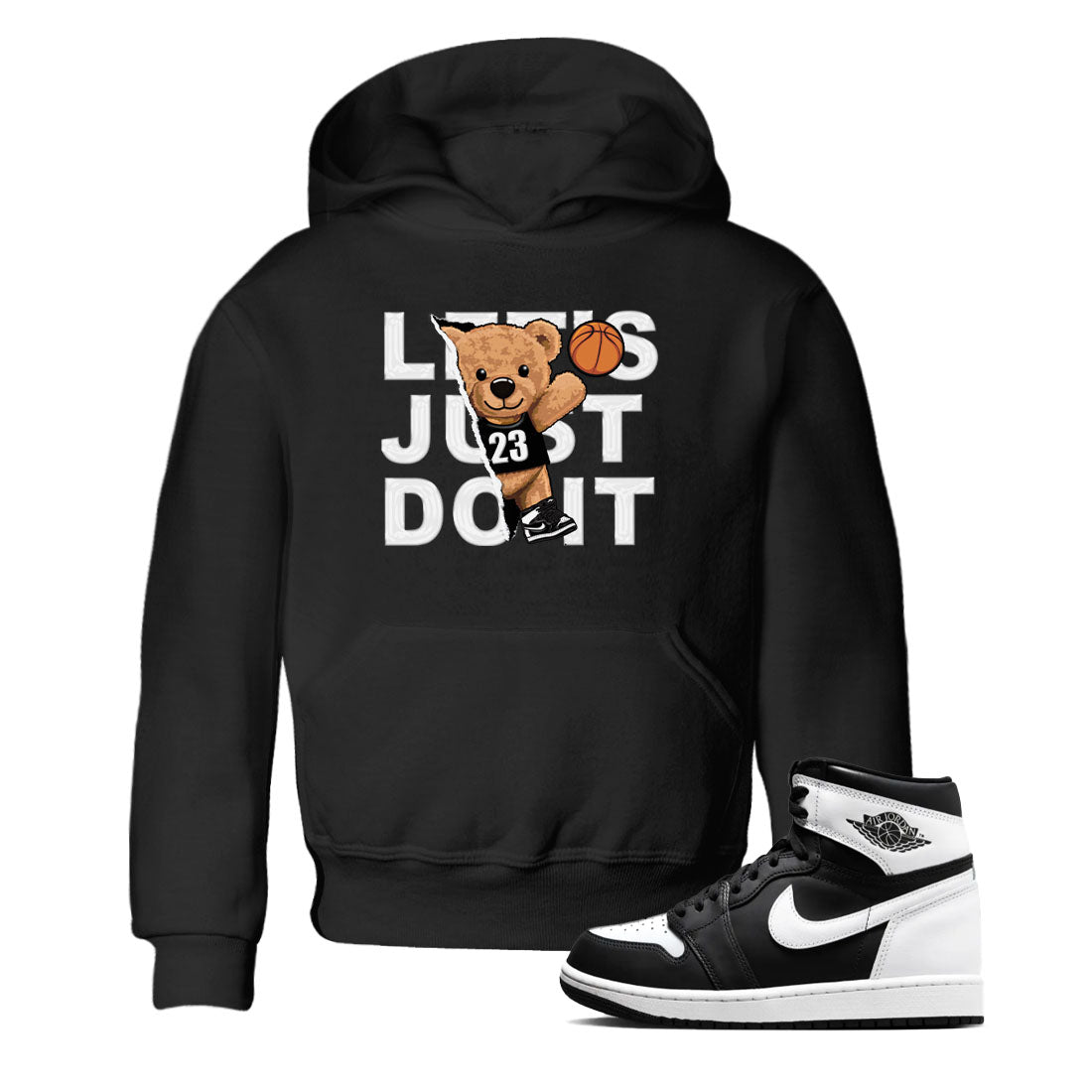 Rip Out Bear snkmatch Tees Kids - Air Jordan 1 Black White