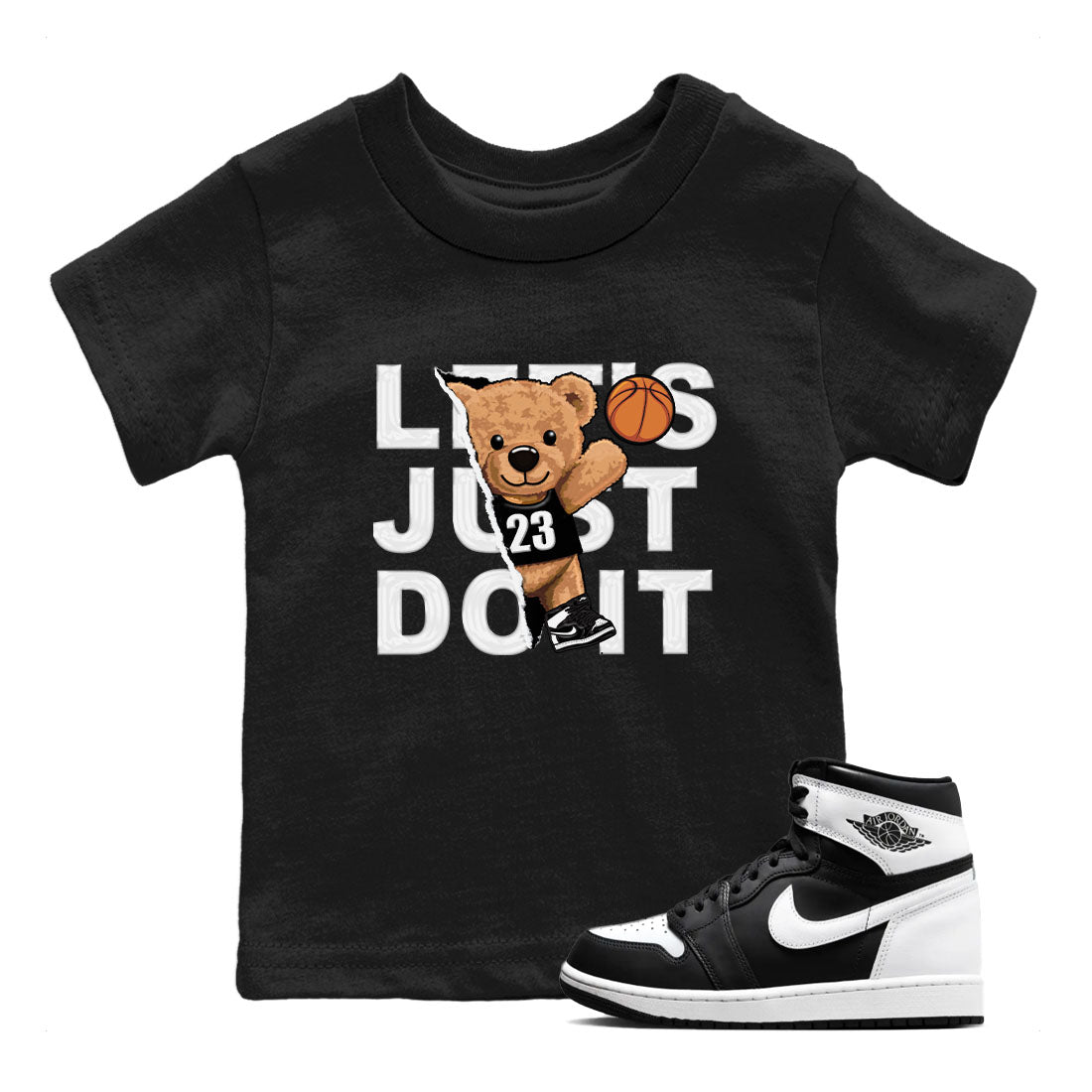 Rip Out Bear snkmatch Tees Kids - Air Jordan 1 Black White