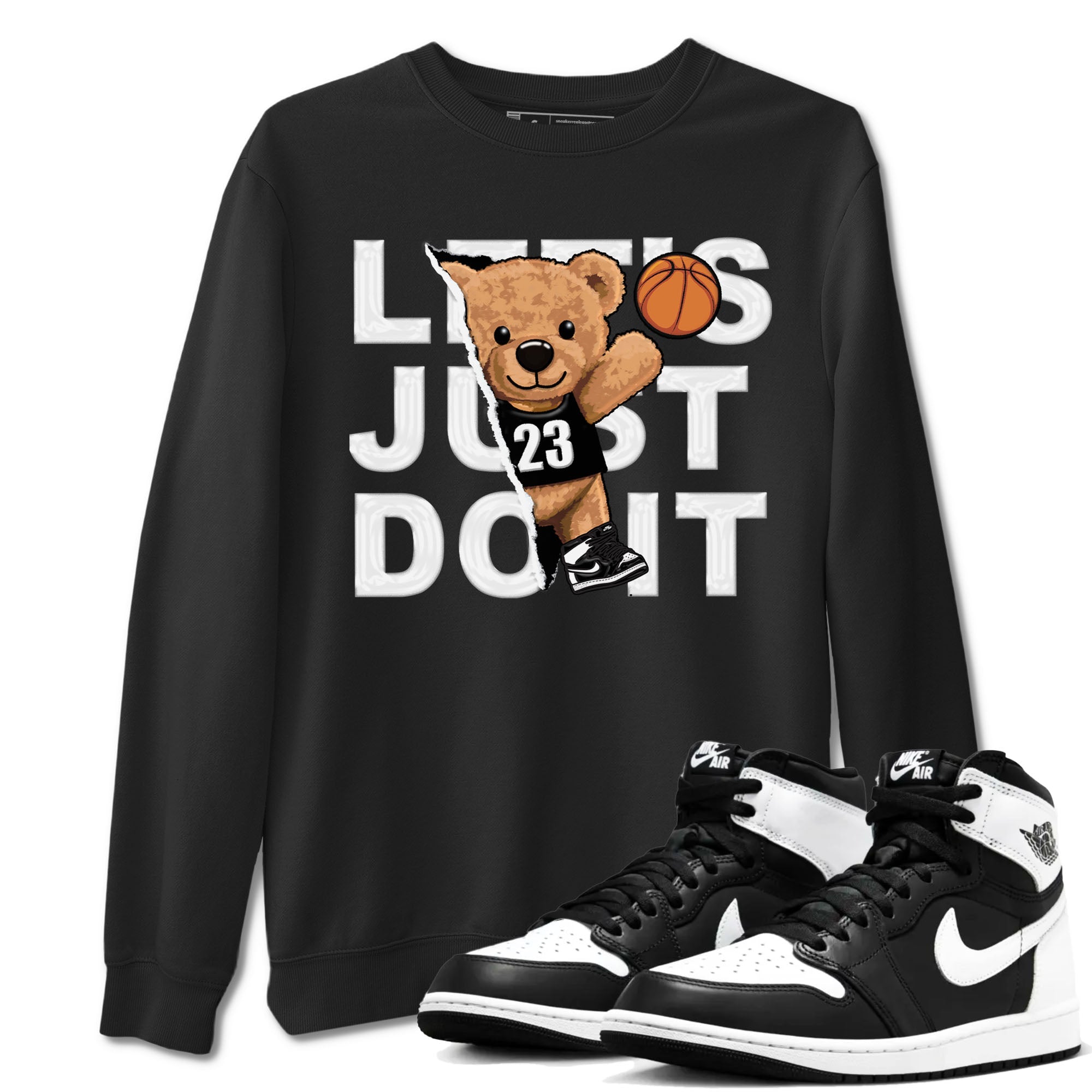 Rip Out Bear snkmatch Tees - Air Jordan 1 Black White