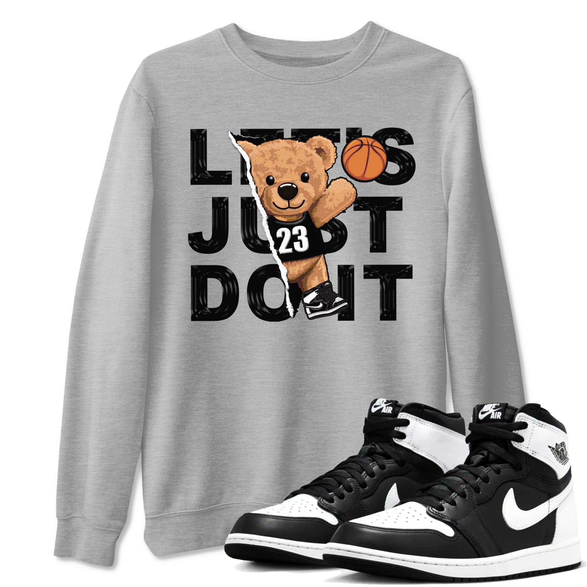 Rip Out Bear snkmatch Tees - Air Jordan 1 Black White
