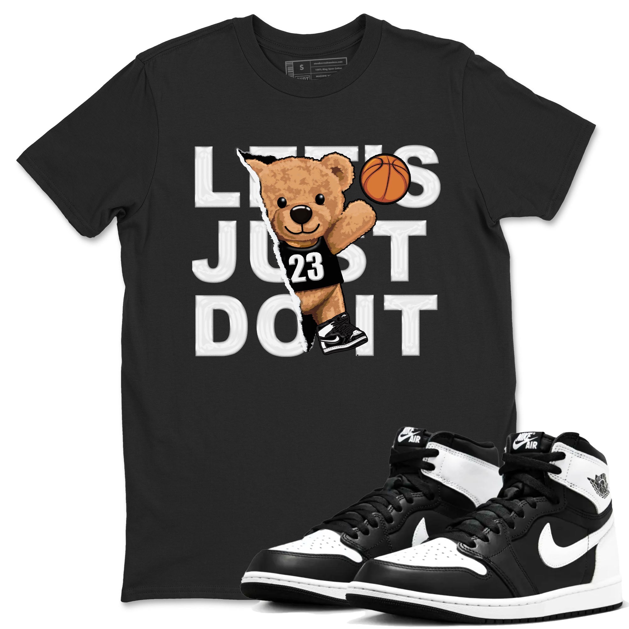 Rip Out Bear snkmatch Tees - Air Jordan 1 Black White