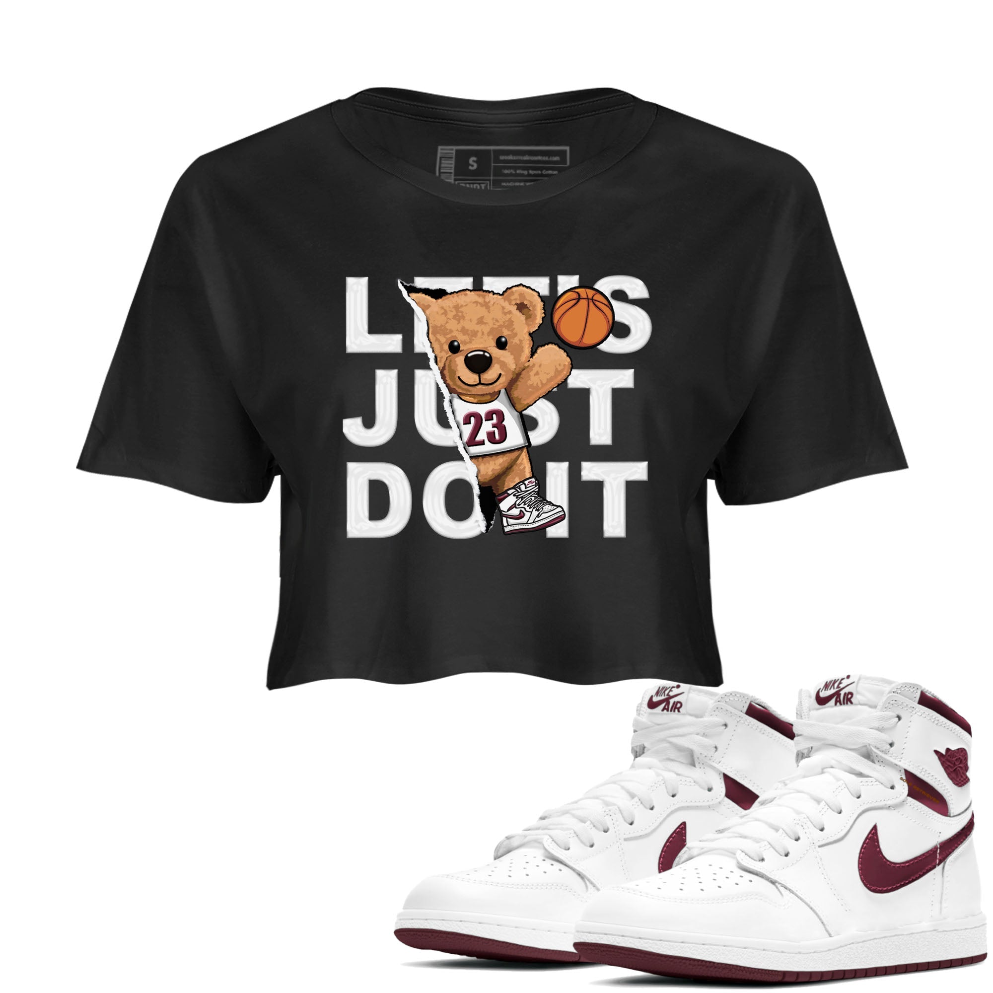 Rip Out Bear snkmatch Women's Top - Air Jordan 1 Metallic Burgundy