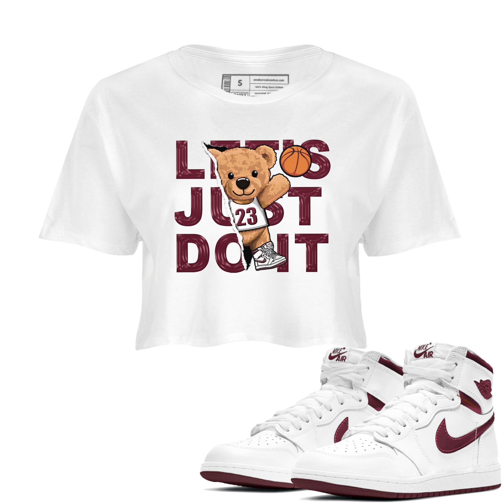 Rip Out Bear snkmatch Women's Top - Air Jordan 1 Metallic Burgundy