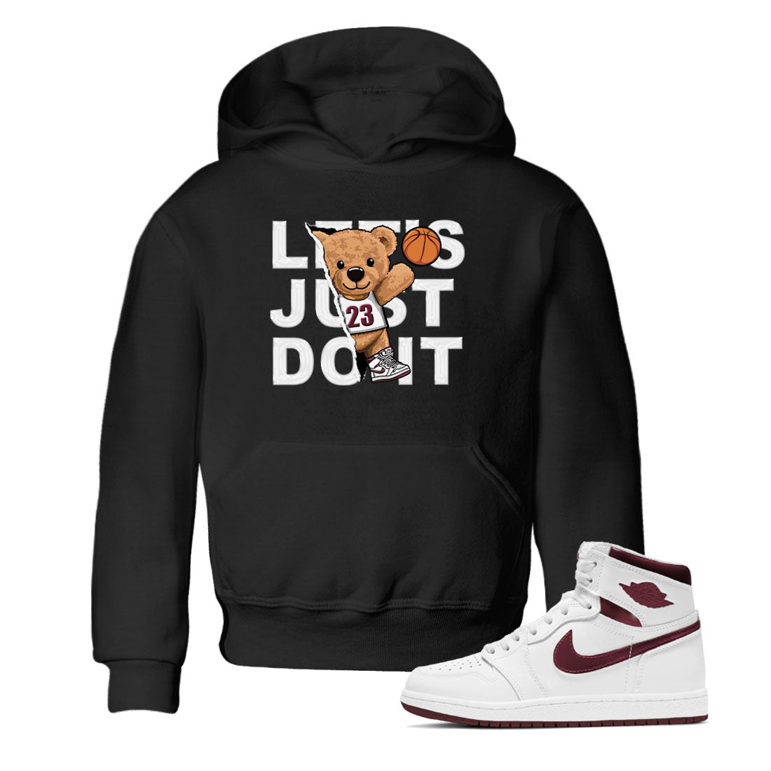 Rip Out Bear snkmatch Tees Kids - Air Jordan 1 Metallic Burgundy