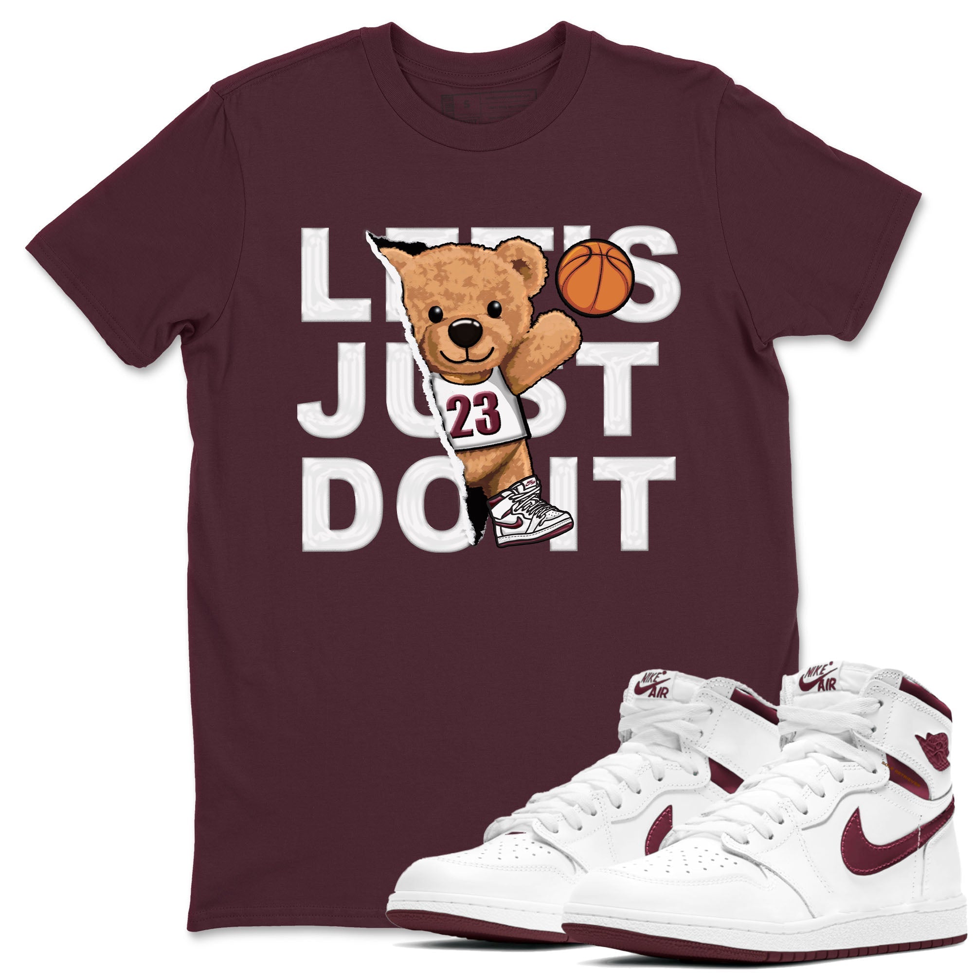 Rip Out Bear snkmatch Tees - Air Jordan 1 Metallic Burgundy