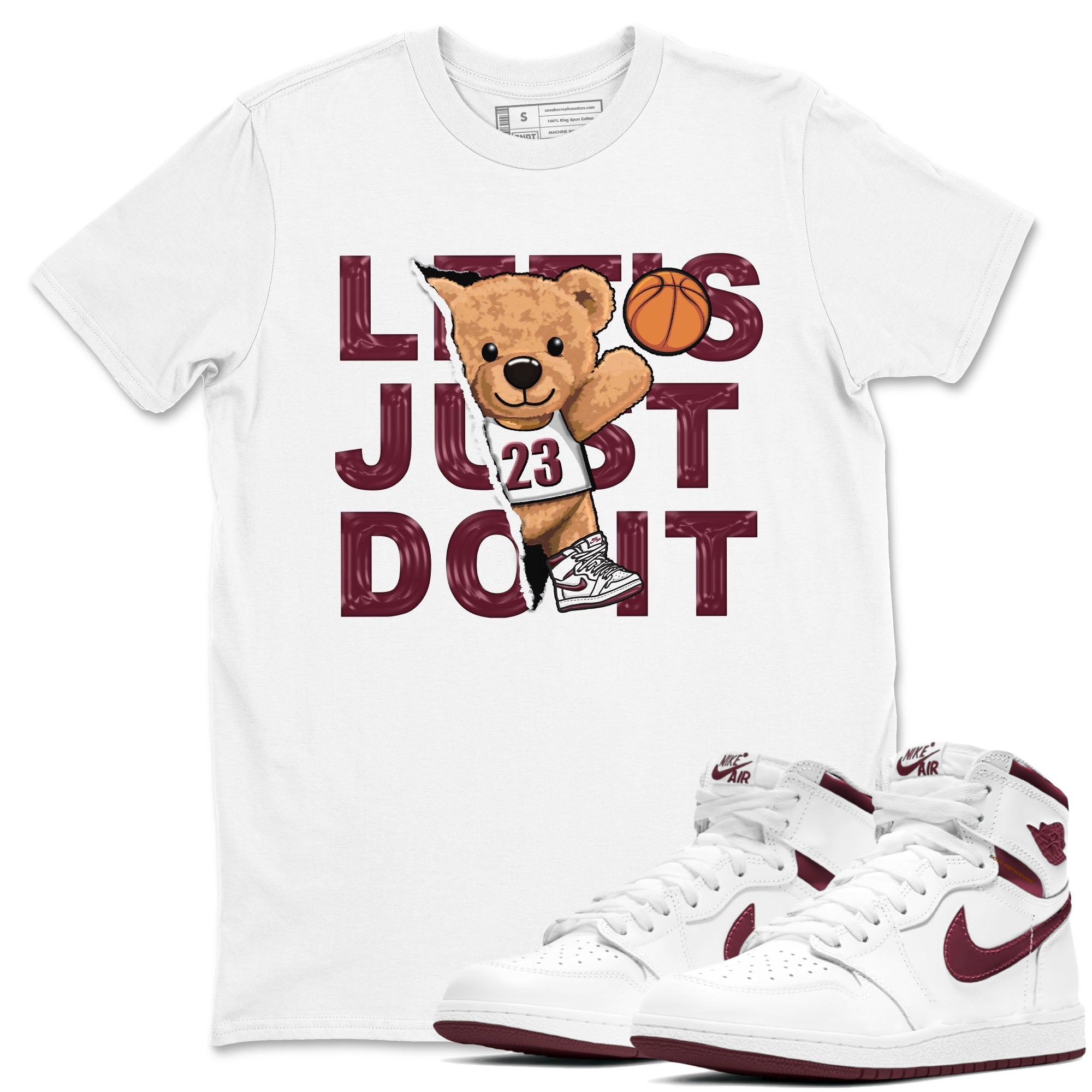 Rip Out Bear snkmatch Tees - Air Jordan 1 Metallic Burgundy