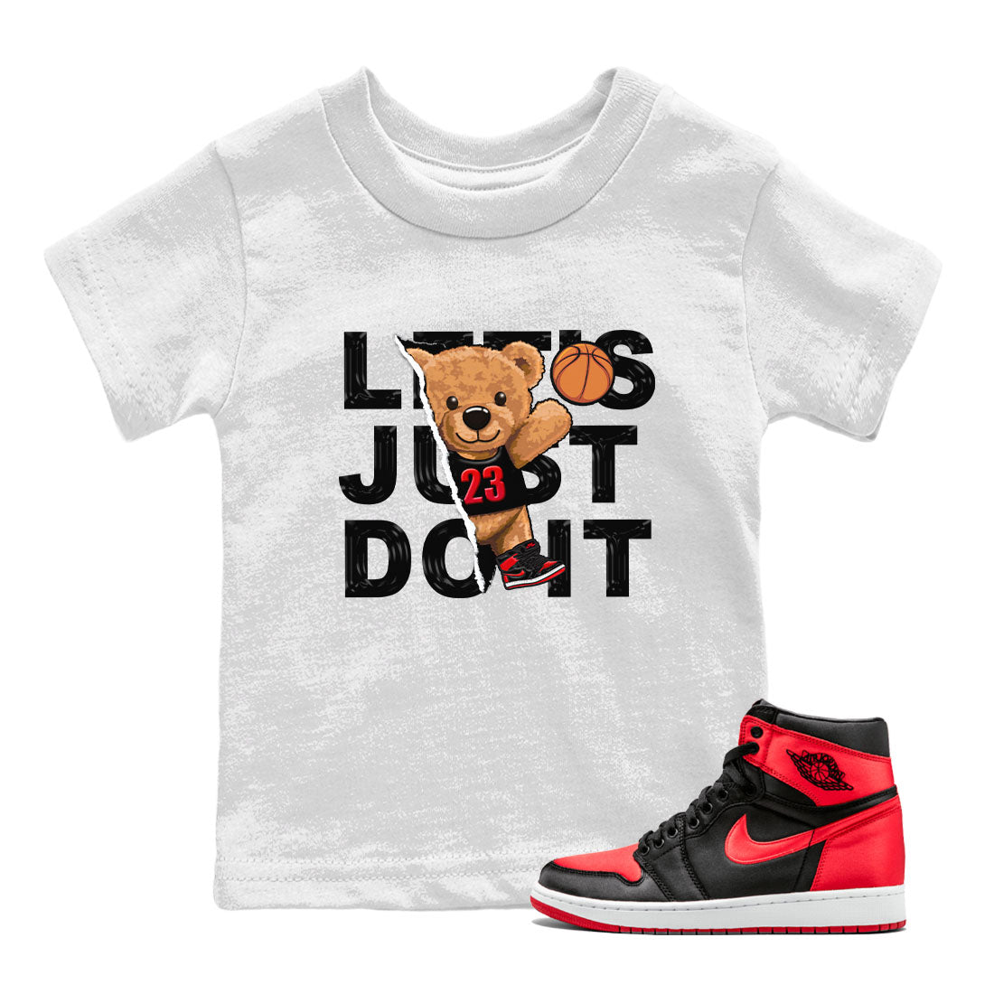 Rip Out Bear snkmatch Tee Kids - Air Jordan 1 Satin Bred
