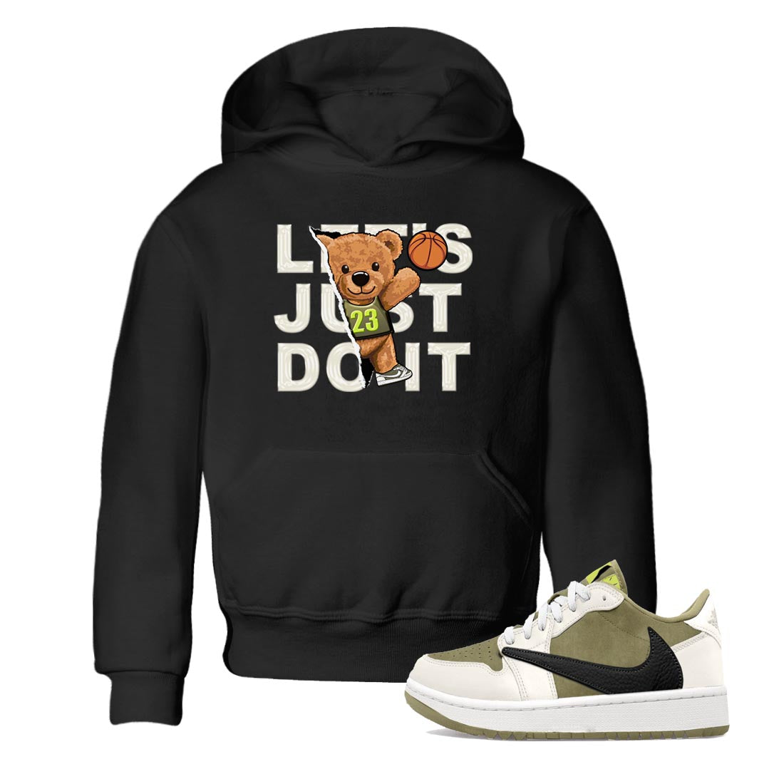 Rip Out Bear snkmatch Tee Kids - Air Jordan 1 Travis Scott Golf Olive