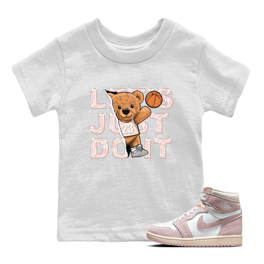 Rip Out Bear Kids Tops - Air Jordan 1 Washed Pink